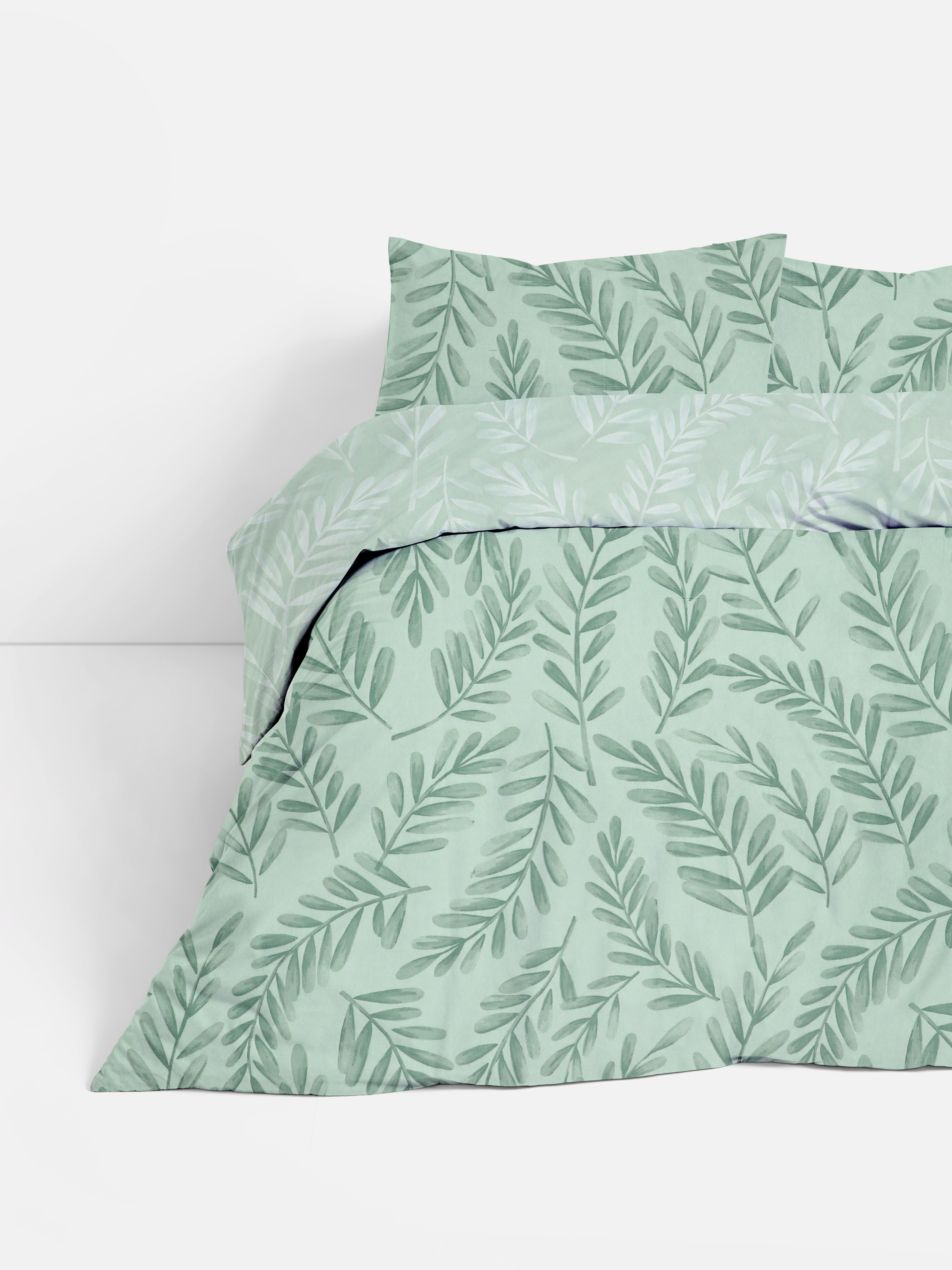 Nórdico con hojas verdes para cama doble