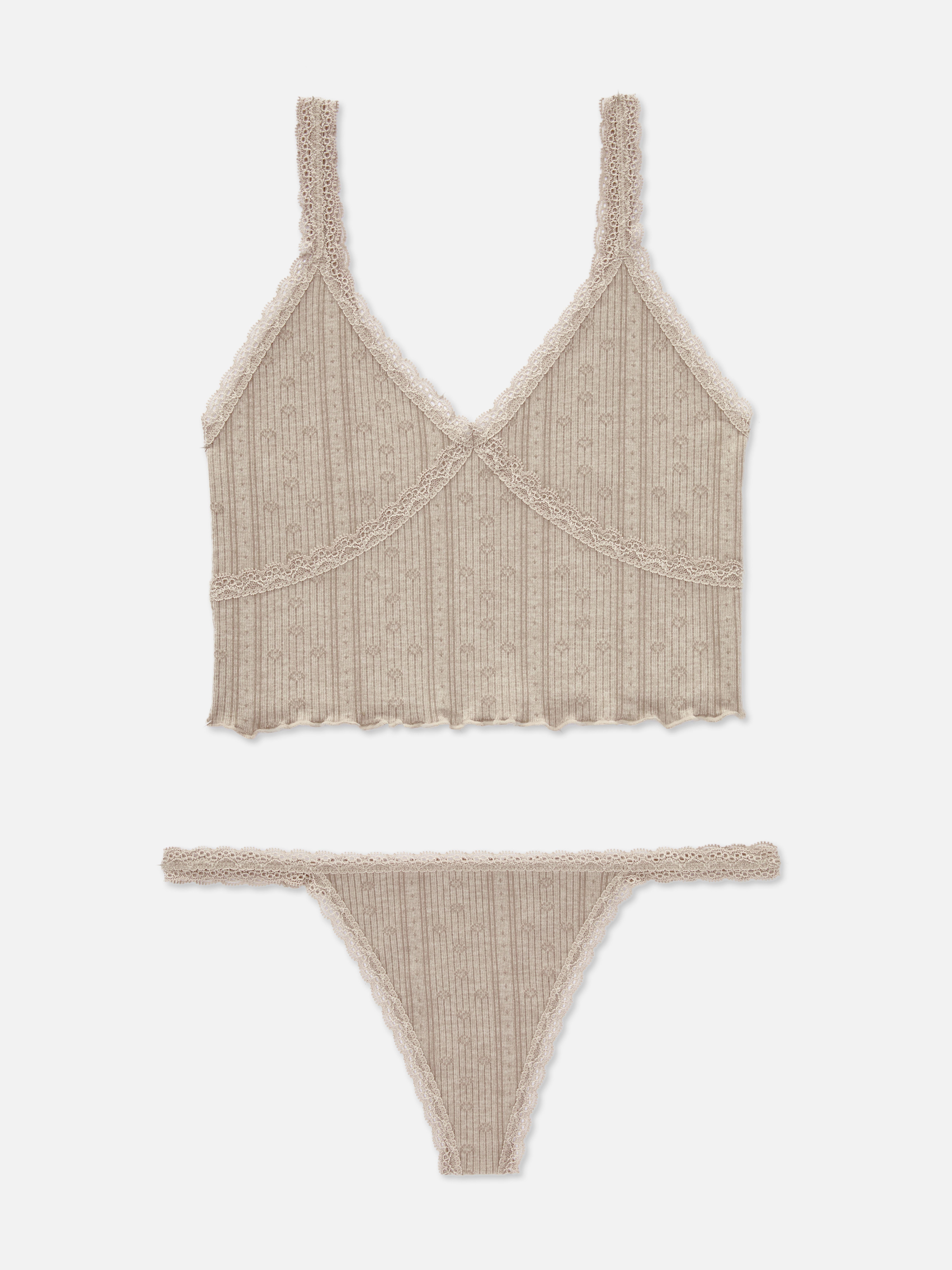 Seamless Pointelle Longline Bralette and Thong Set