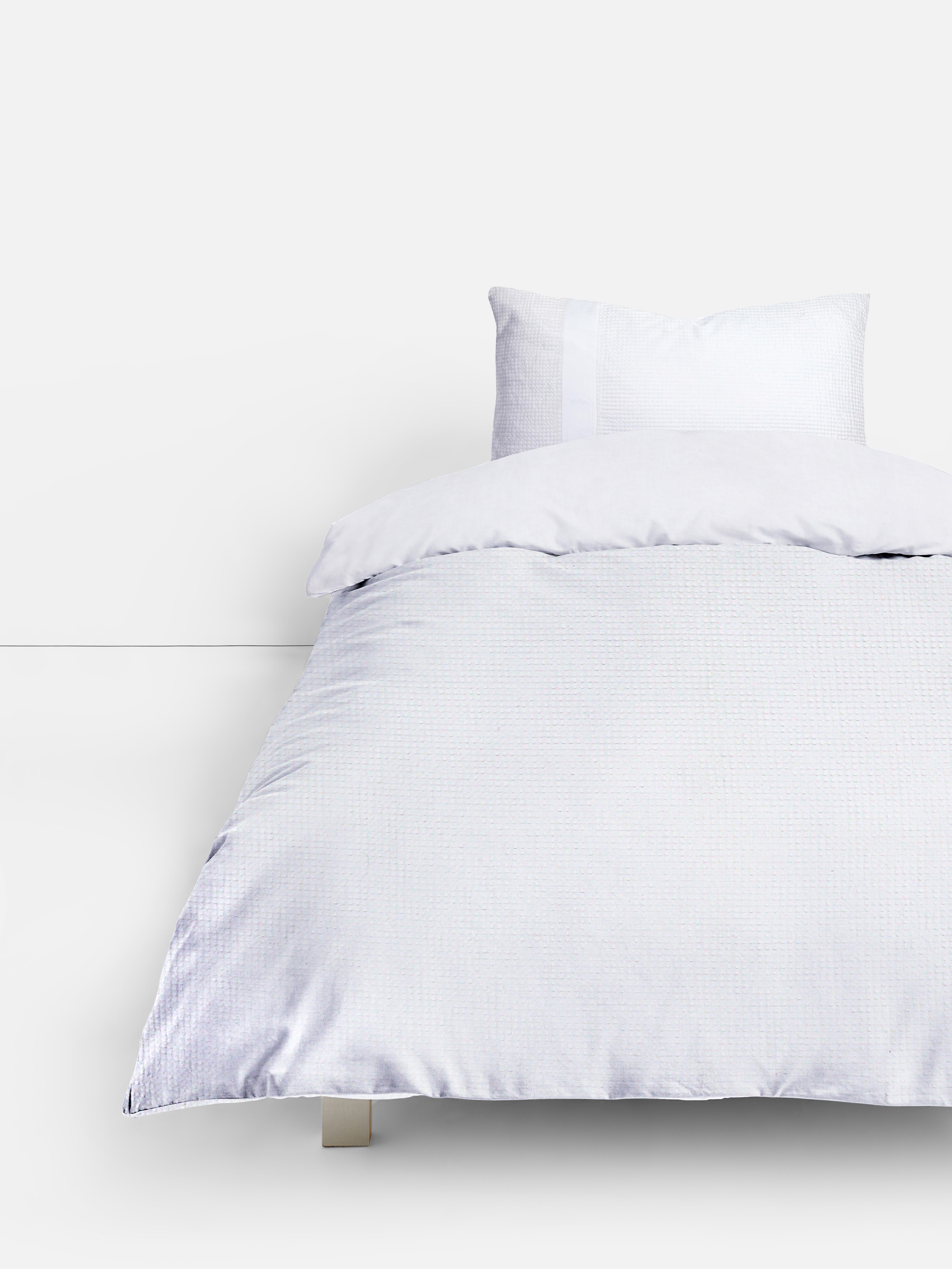 Weiße Bettwäsche mit Waffelmuster, Einzelbett