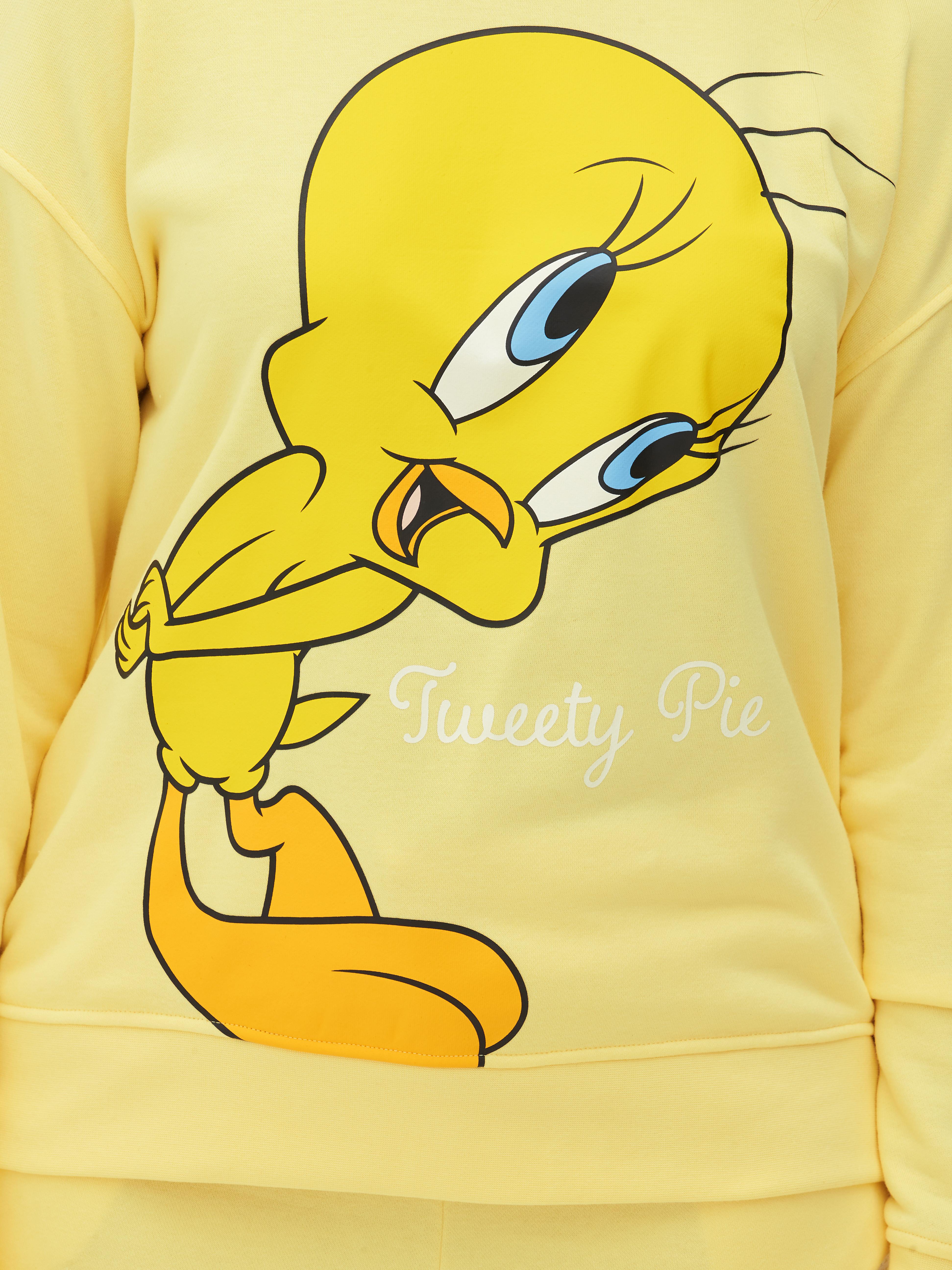 Womens Yellow Looney Tunes Tweety Pie Printed Sweatshirt