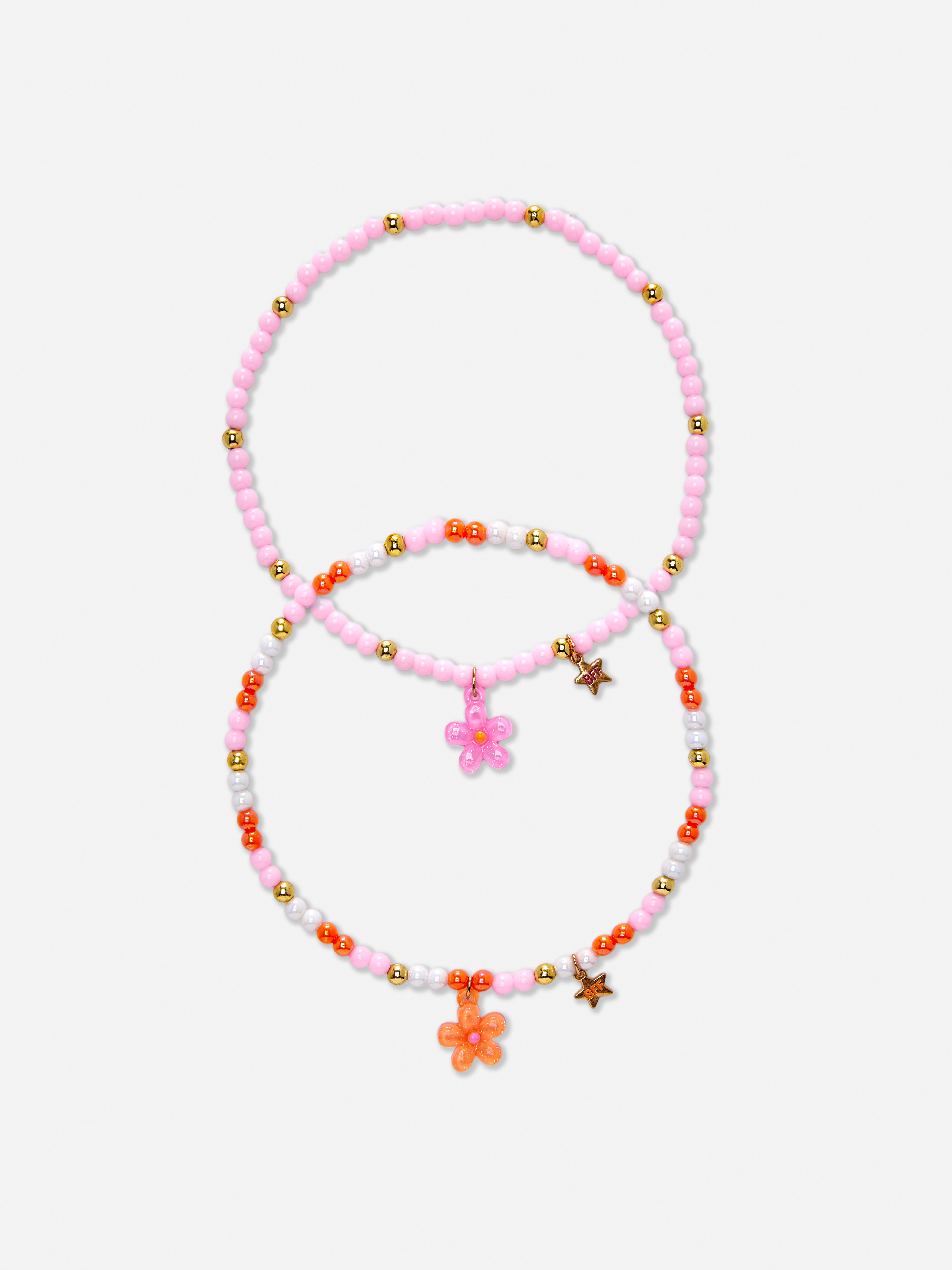 2-Pack Floral Beaded Friendship Bracelets