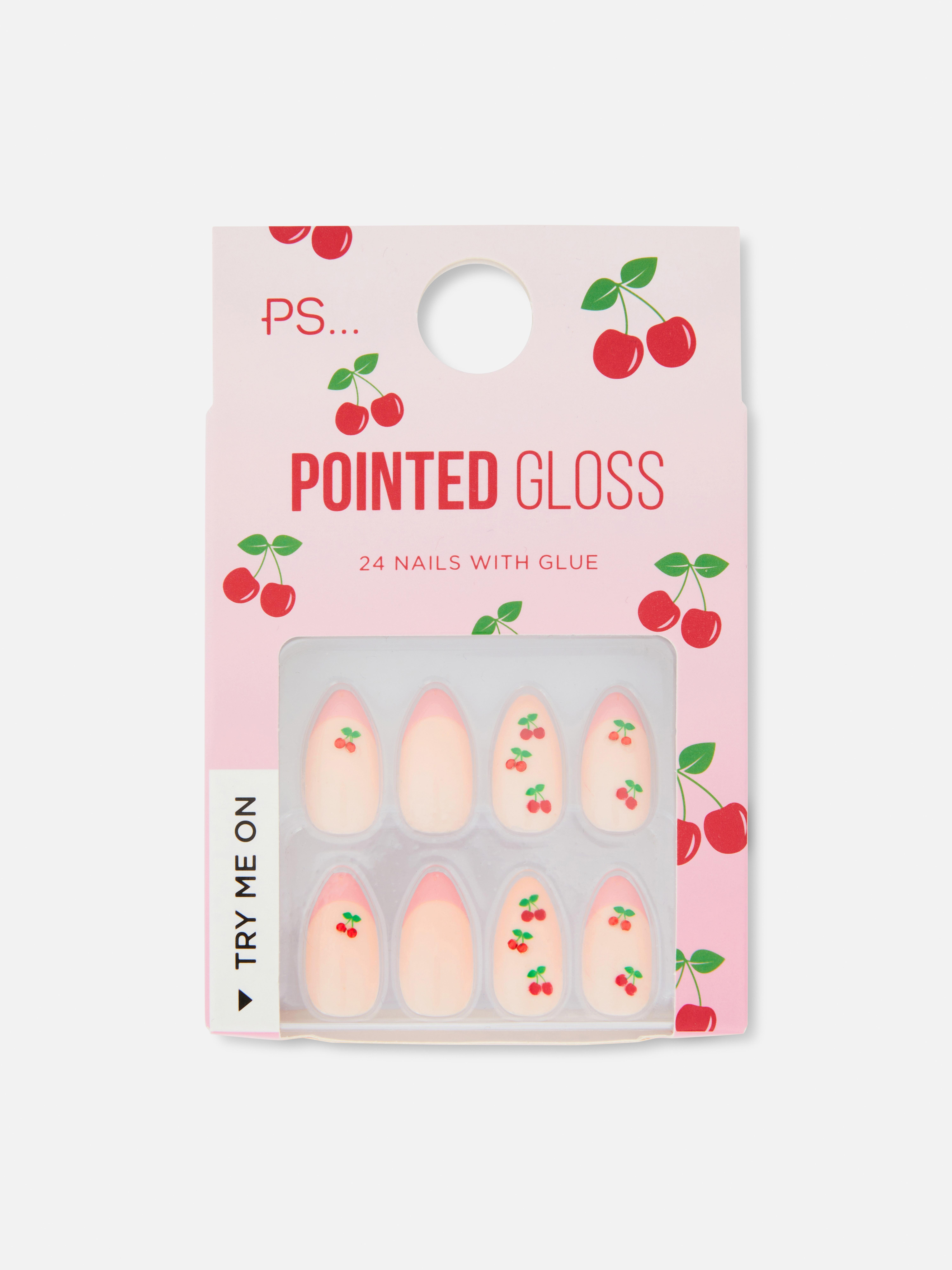 PS... Cherry Pointed Gloss False Nails