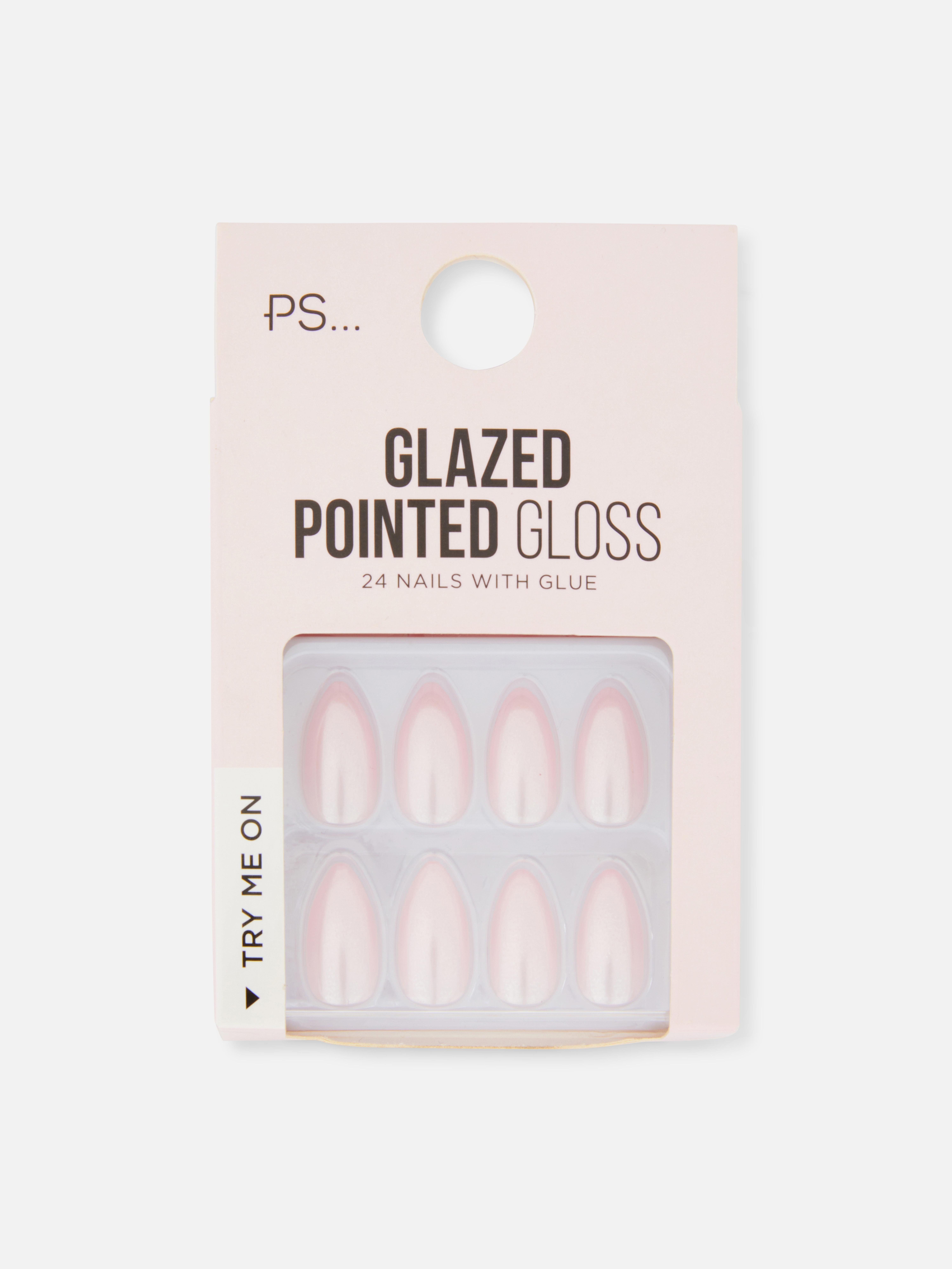 24 PS… Světle růžové umělé nehty Glazed Pointed Gloss