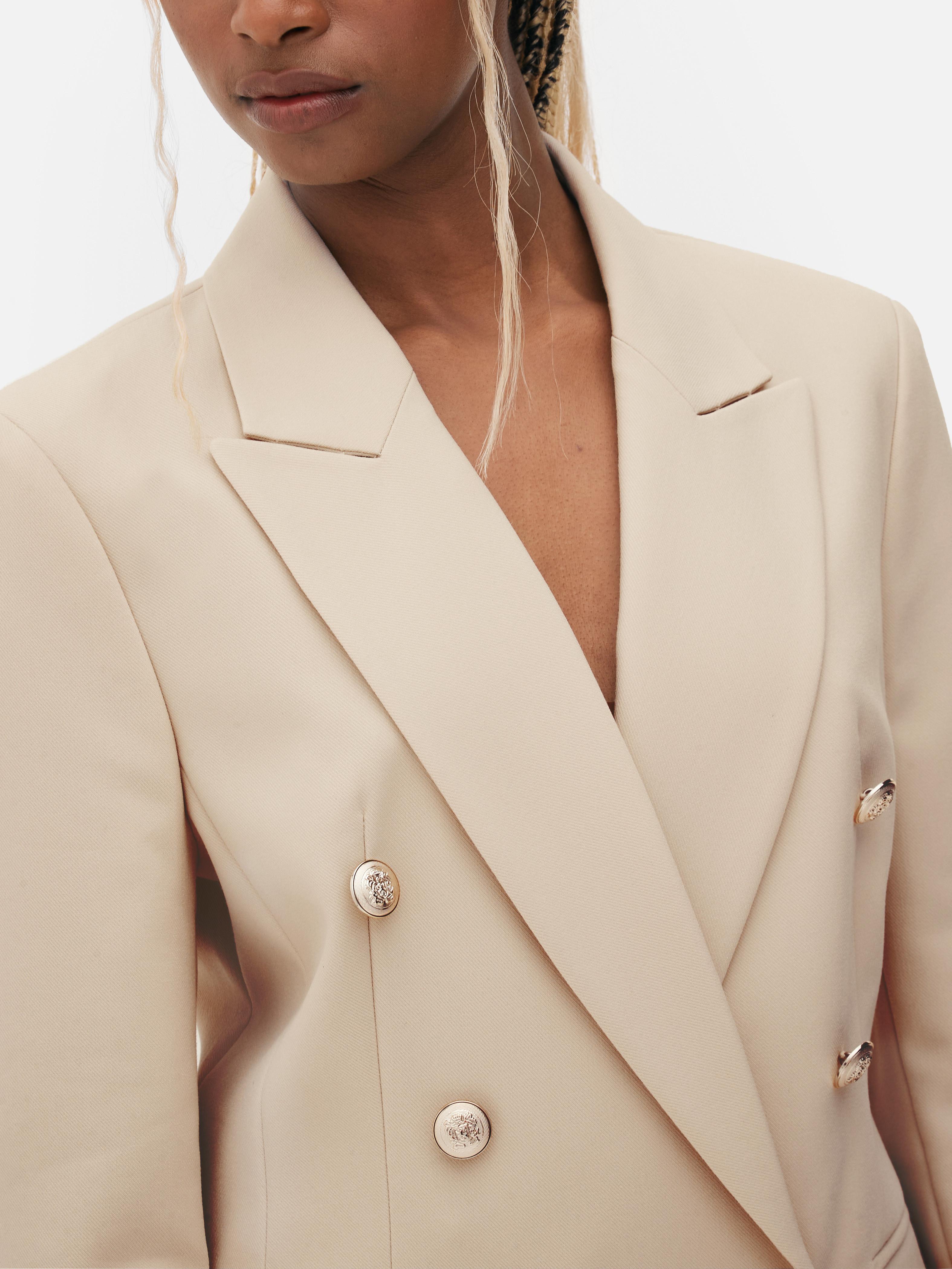 Women's Ivory Metallic Button Double Breasted Blazer | Primark