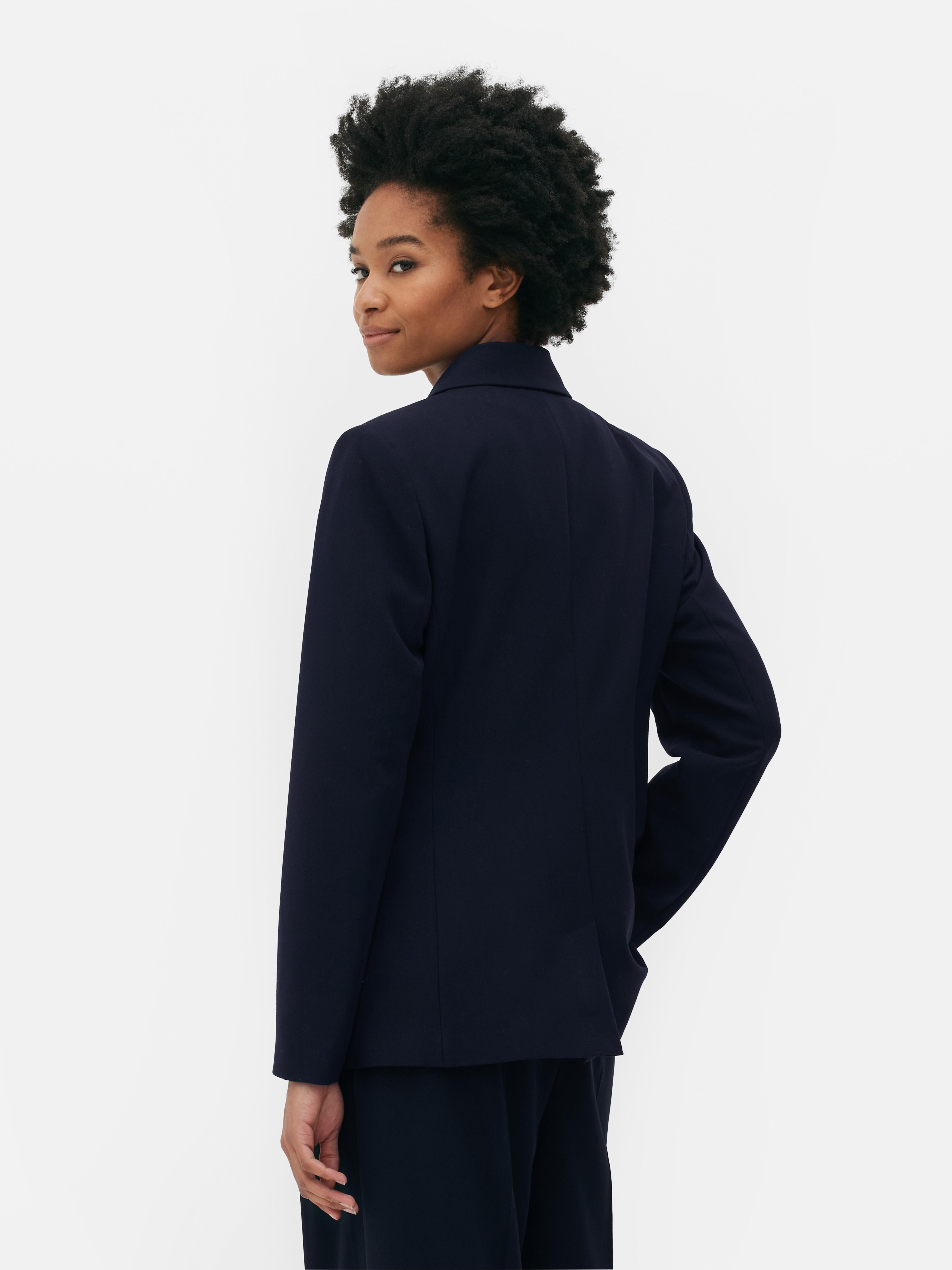 Womens Navy Metallic Button Double Breasted Blazer | Primark