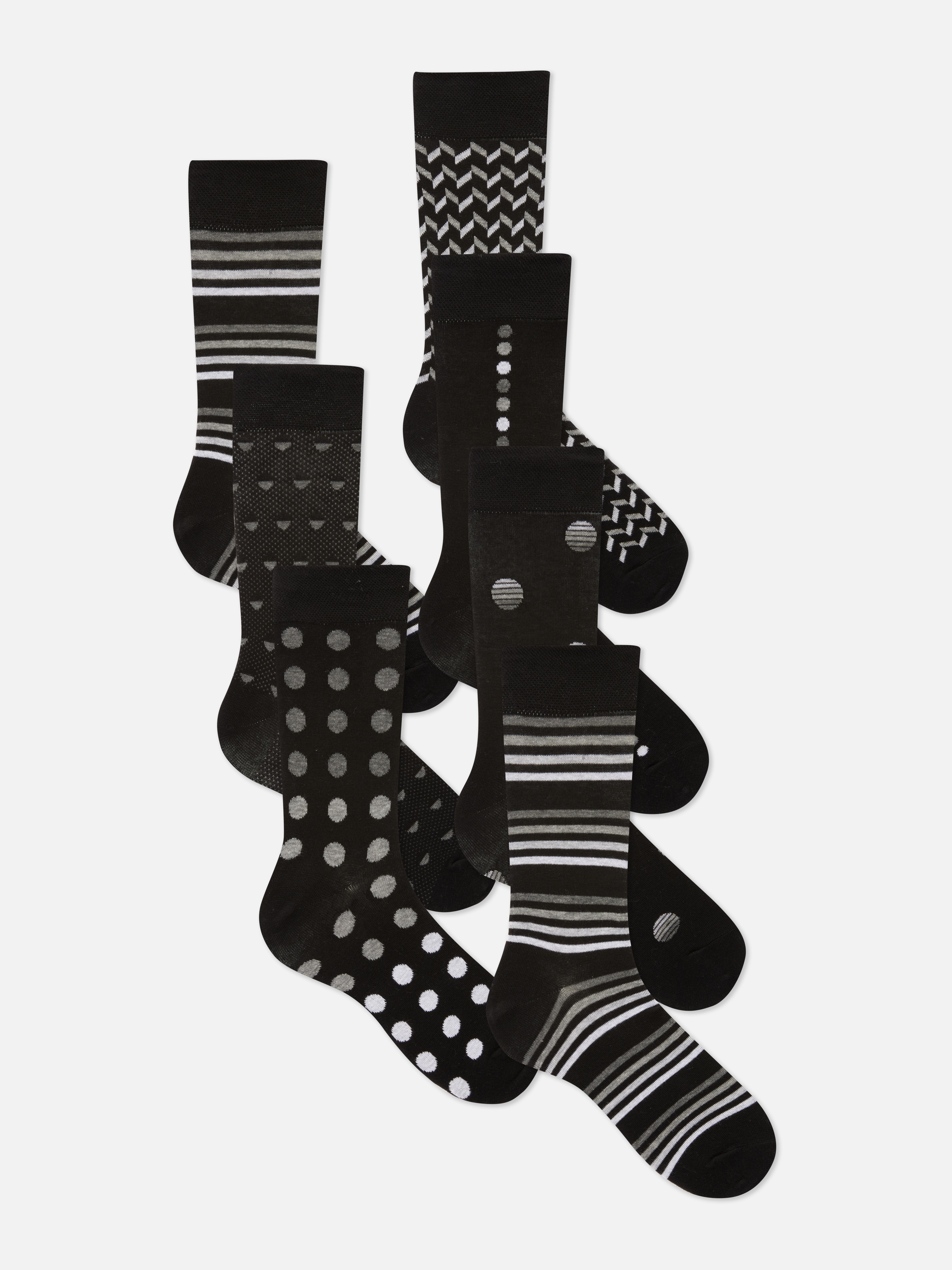 Halfhoge sokken met diverse patronen, 7 paar