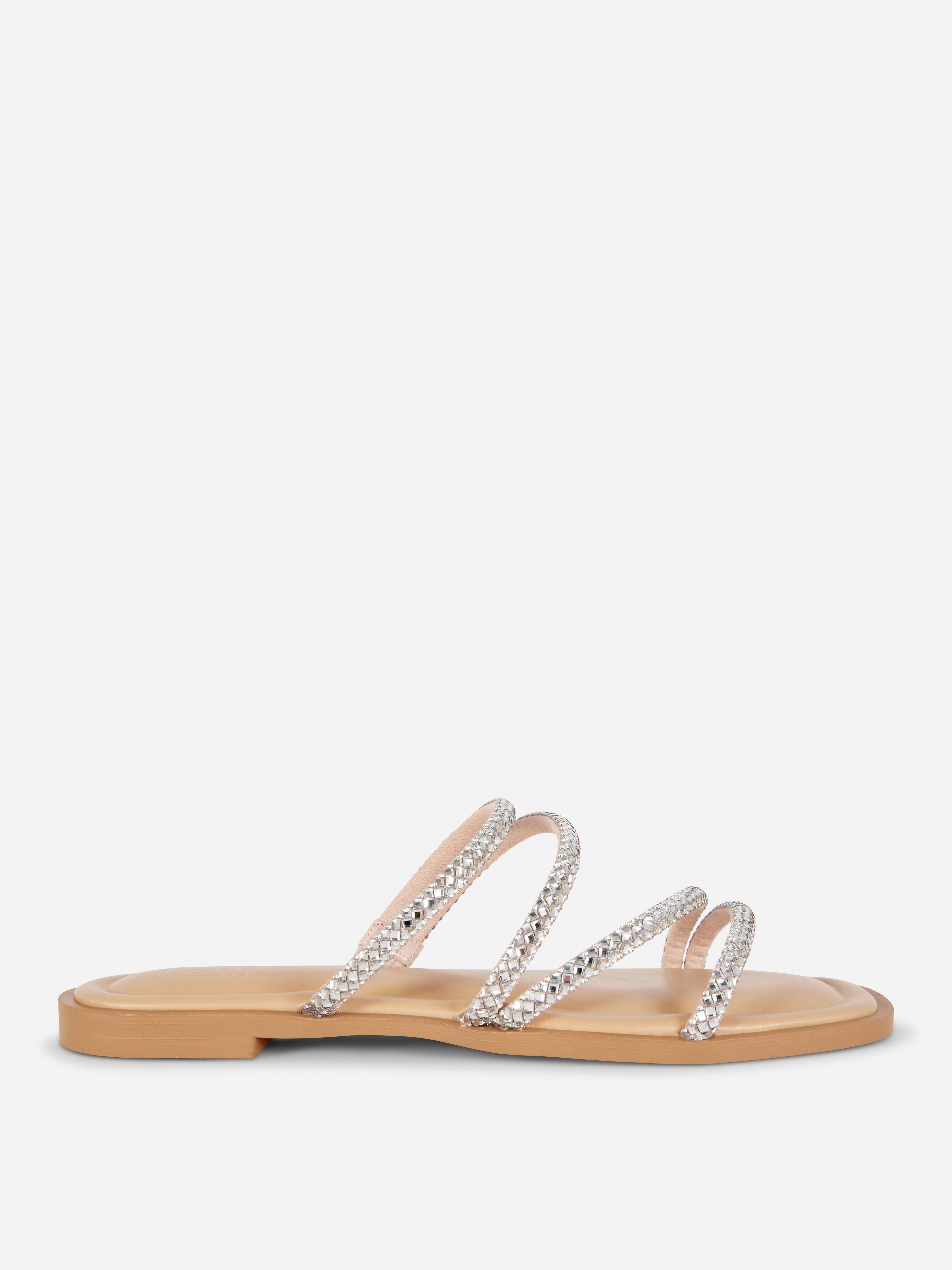 Wide Fit Diamanté Strappy Sandals