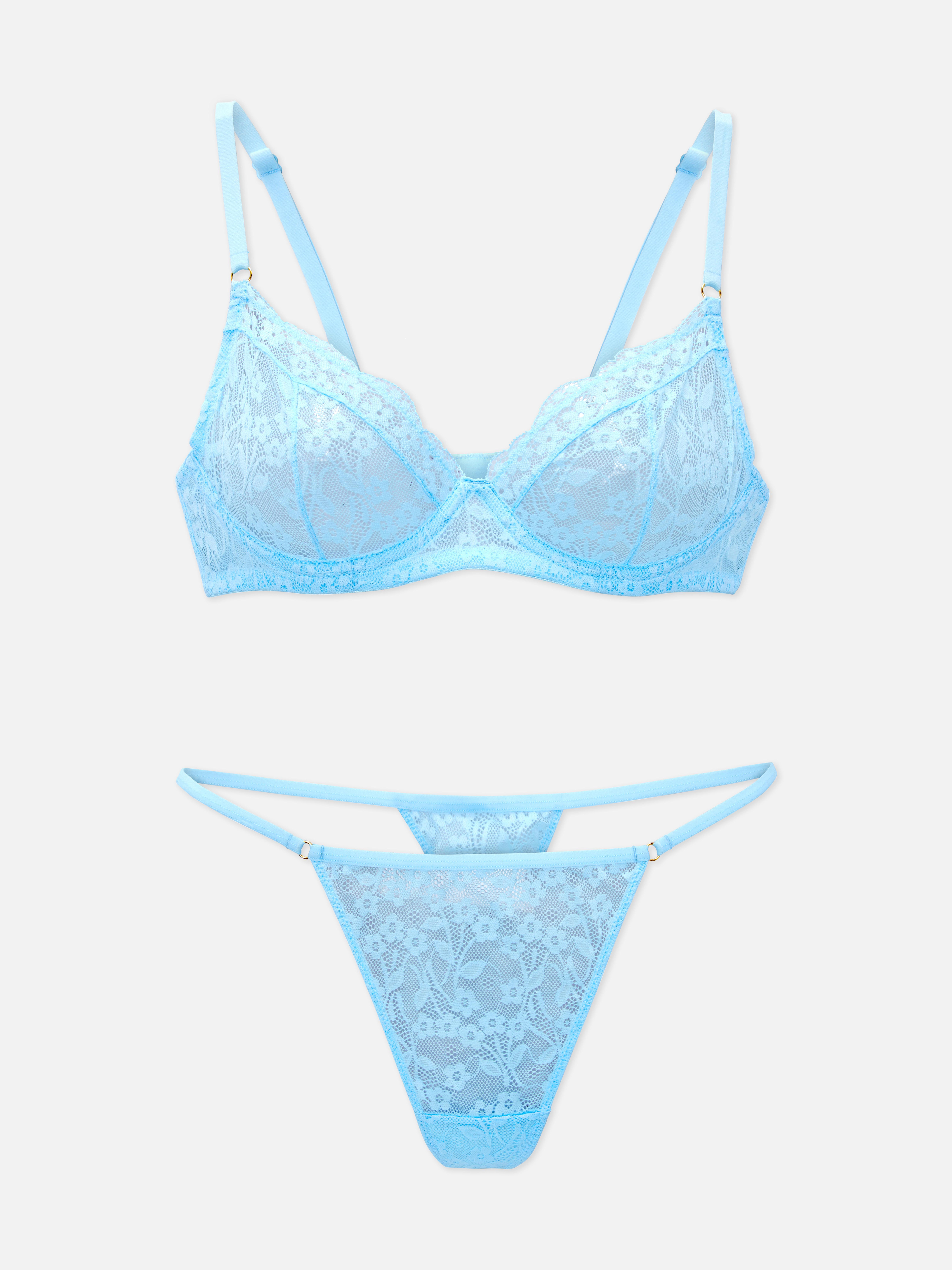 Non-Padded Lace Bra and Thong Set