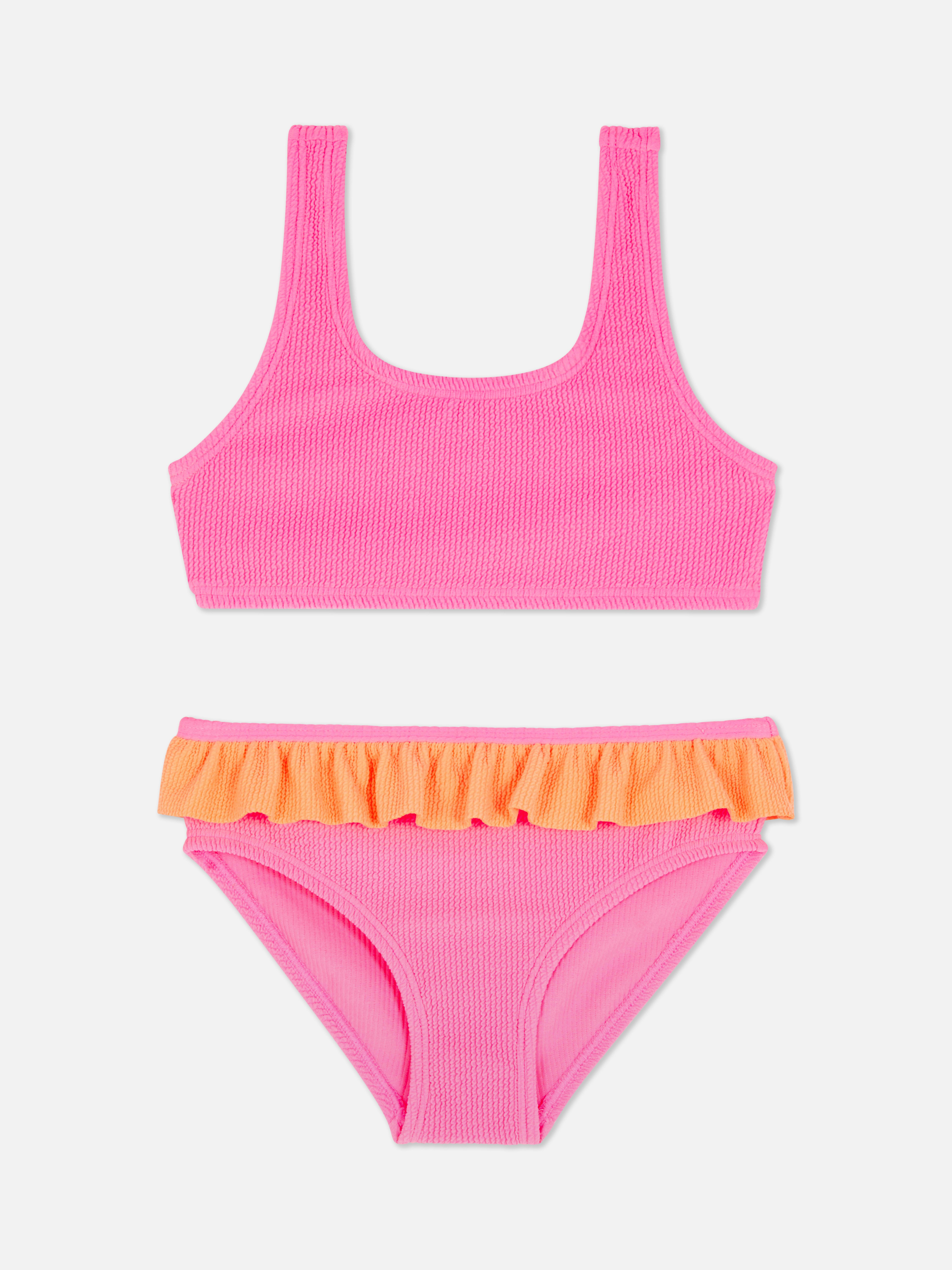 South Beach textured one-shoulder bikini top in light pink