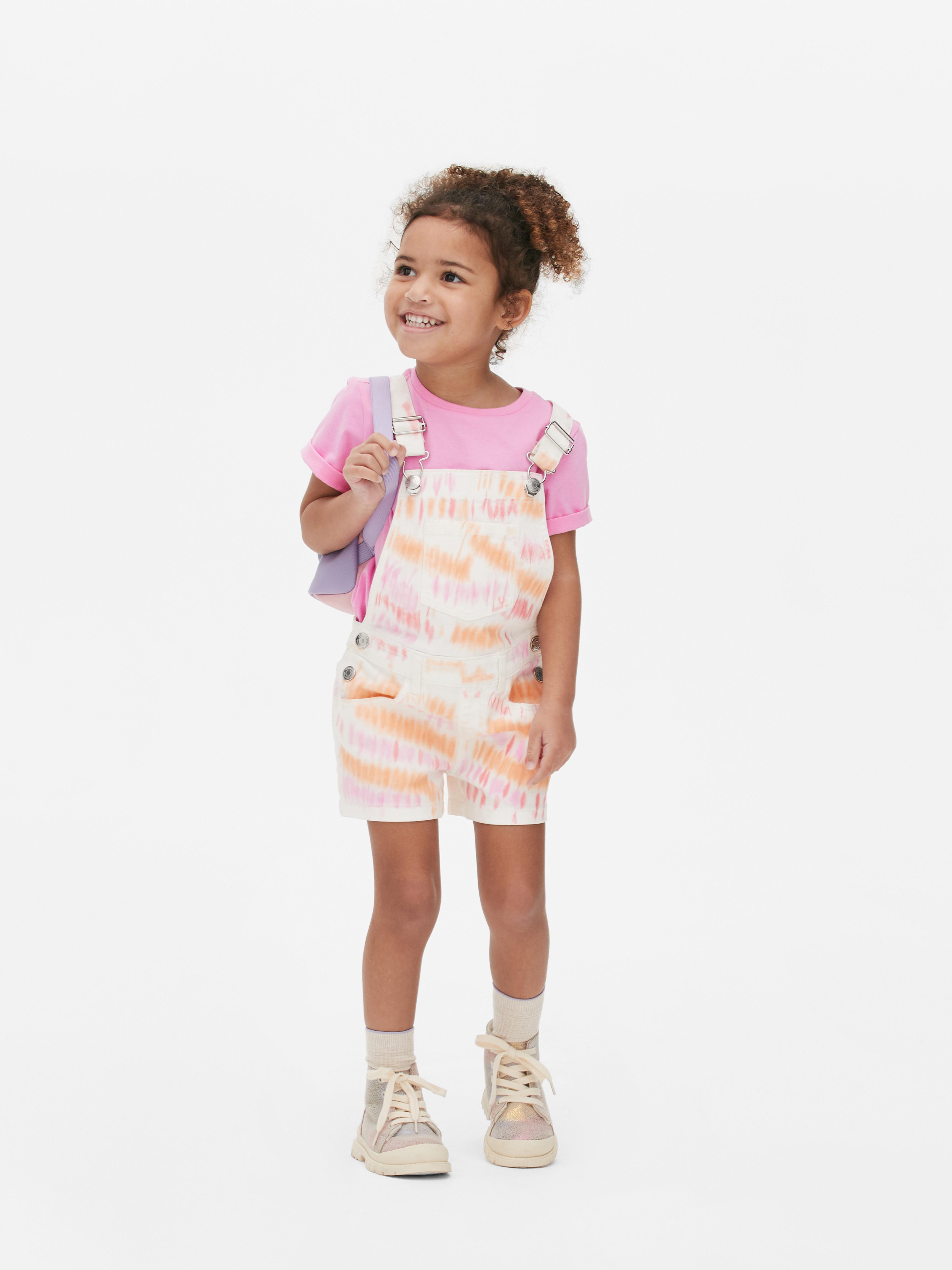 T-shirt and Tie-Dye Dungarees Set