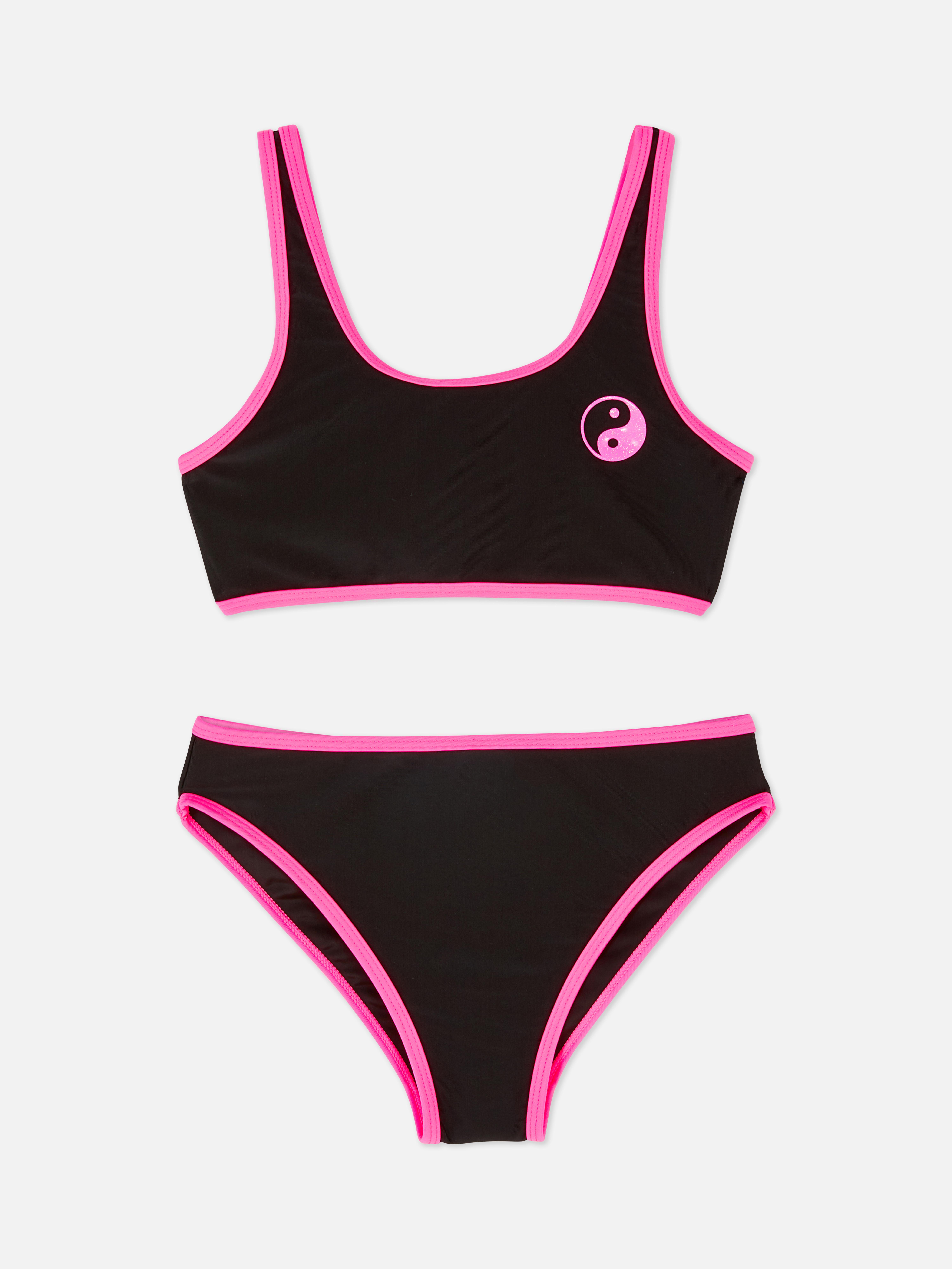 Popfeelings Deep Pink Ruffled Swim Skirt Cute Bikini Set Solid Color Swimsuit  Bathing Suit, Black, Small : : Clothing, Shoes & Accessories
