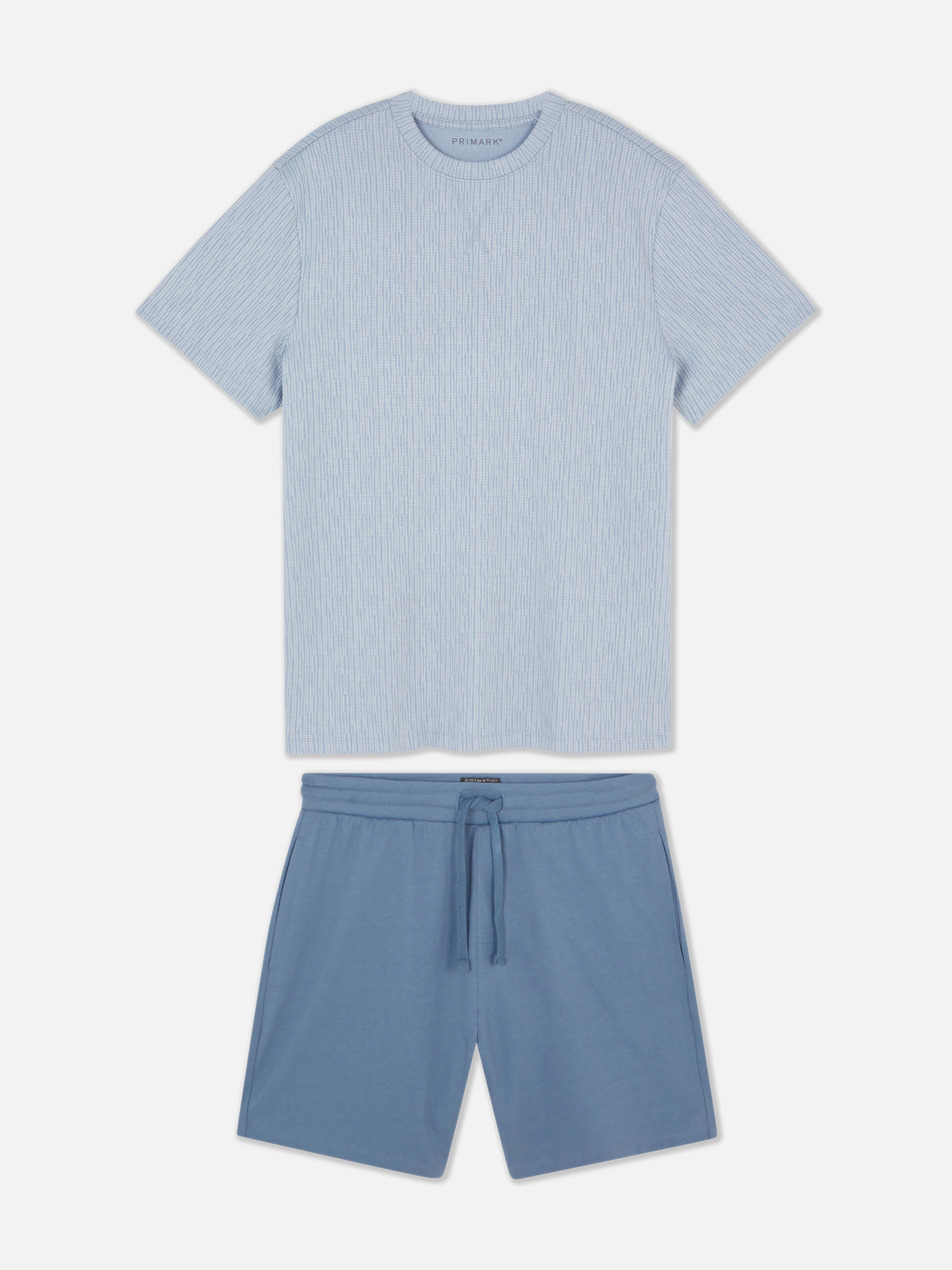 Pyjama met T-shirt met textuur en korte broek