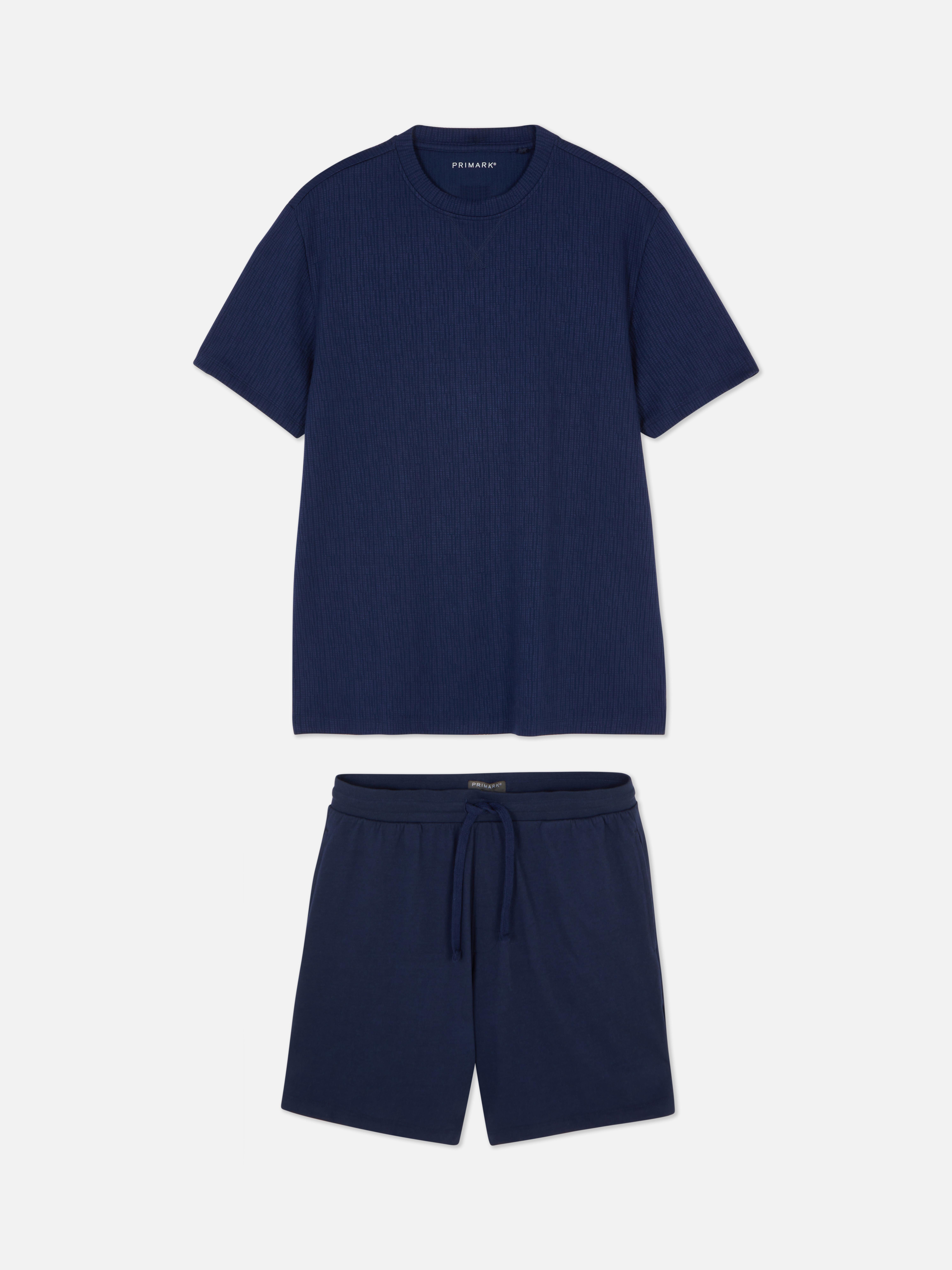 Strukturierter Schlafanzug mit Shorts und T-Shirt