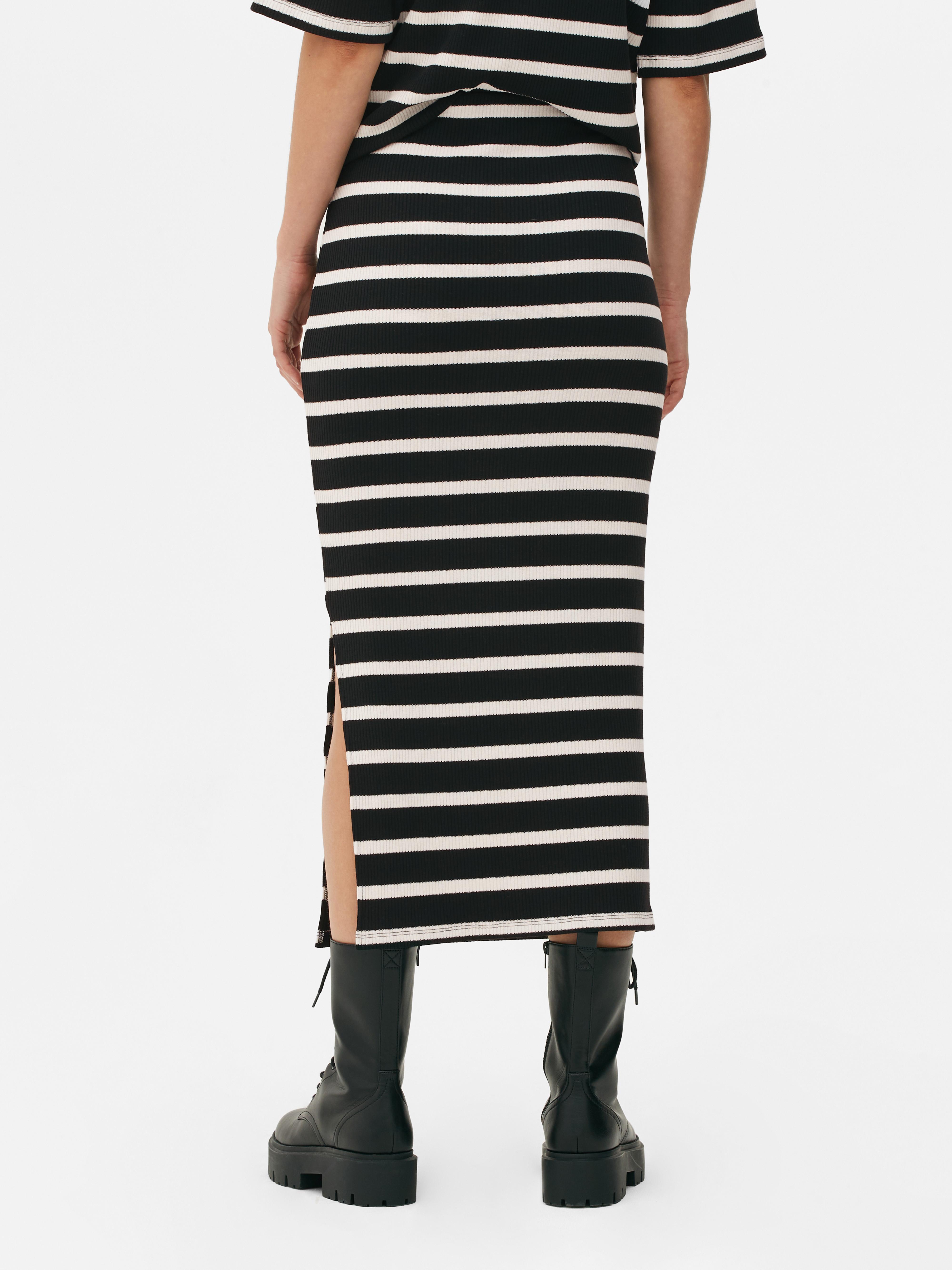 Black and outlet white ribbed skirt