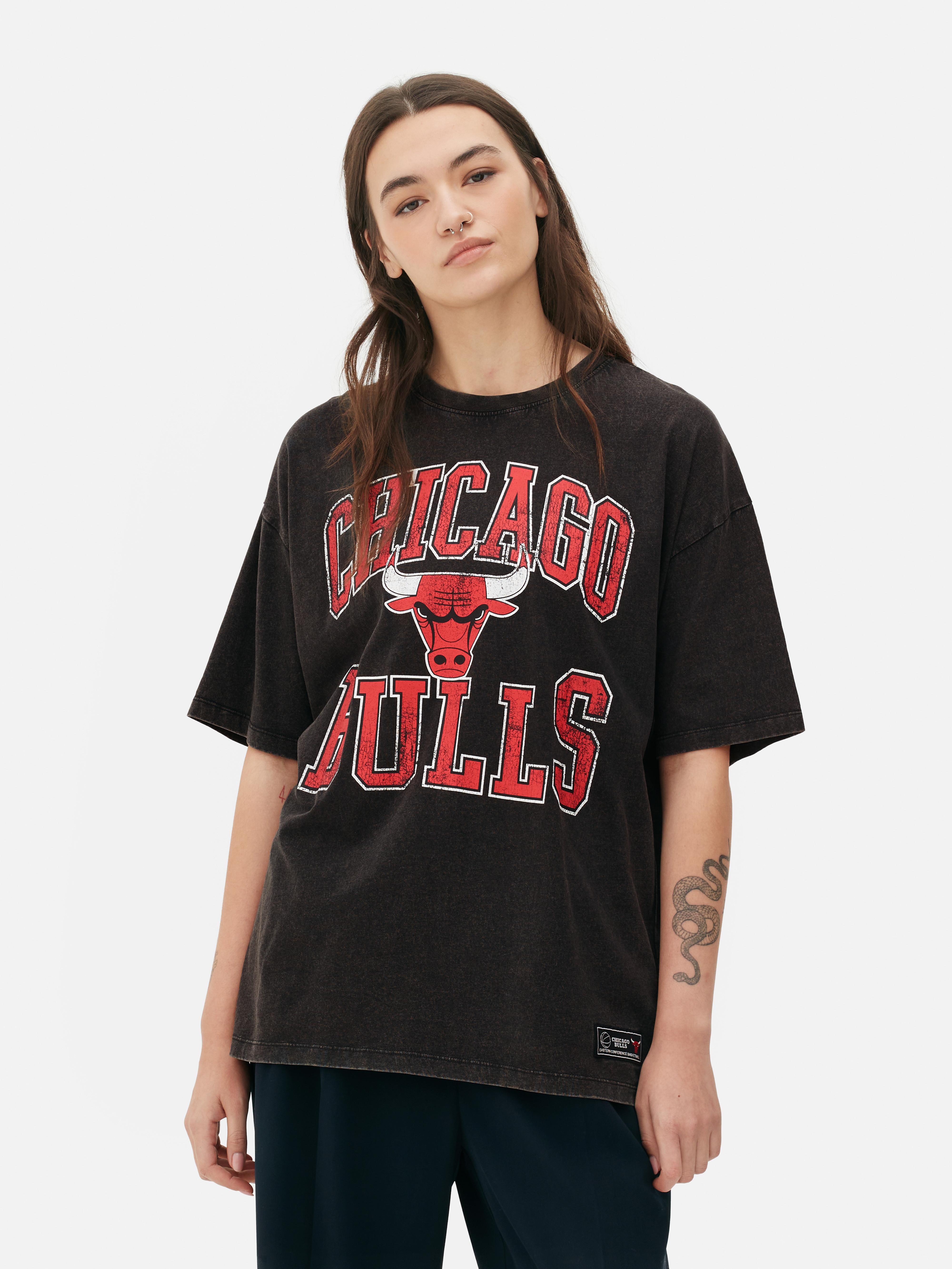 Women's Charcoal NBA Chicago Bulls Acid Wash T-Shirt | Primark