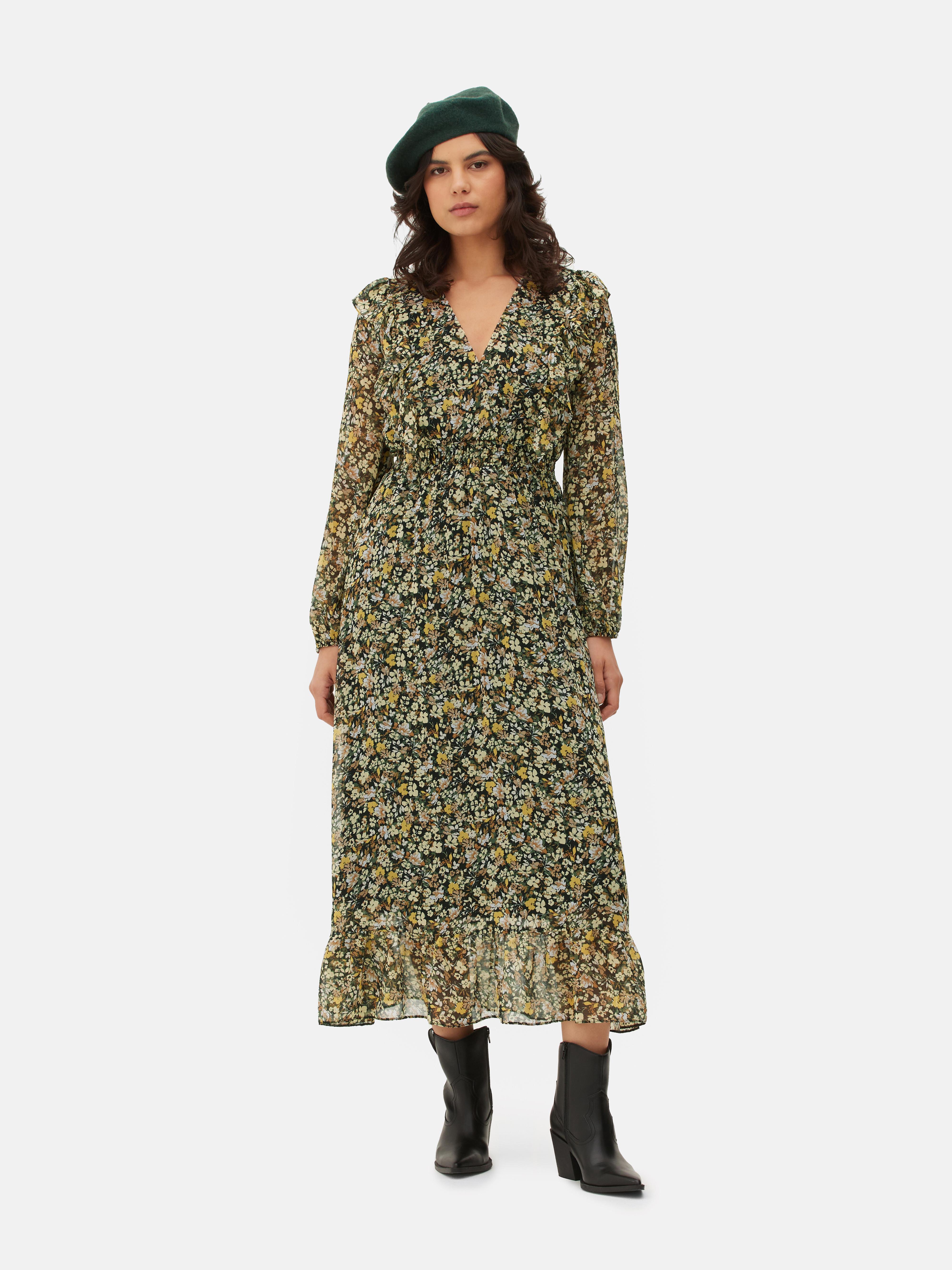 Primark green 2025 floral dress