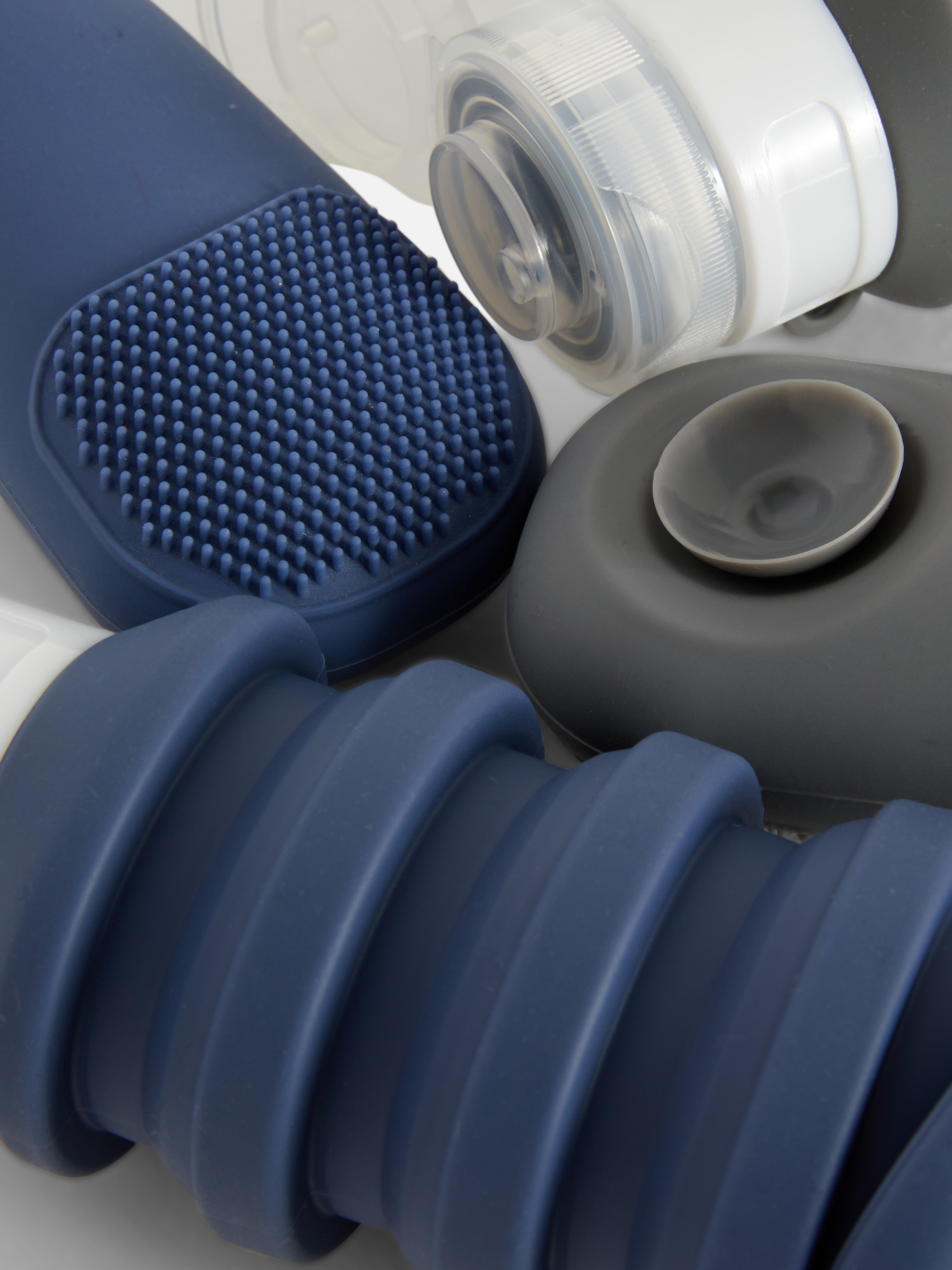 Pack 4 garrafas viagem maleáveis silicone