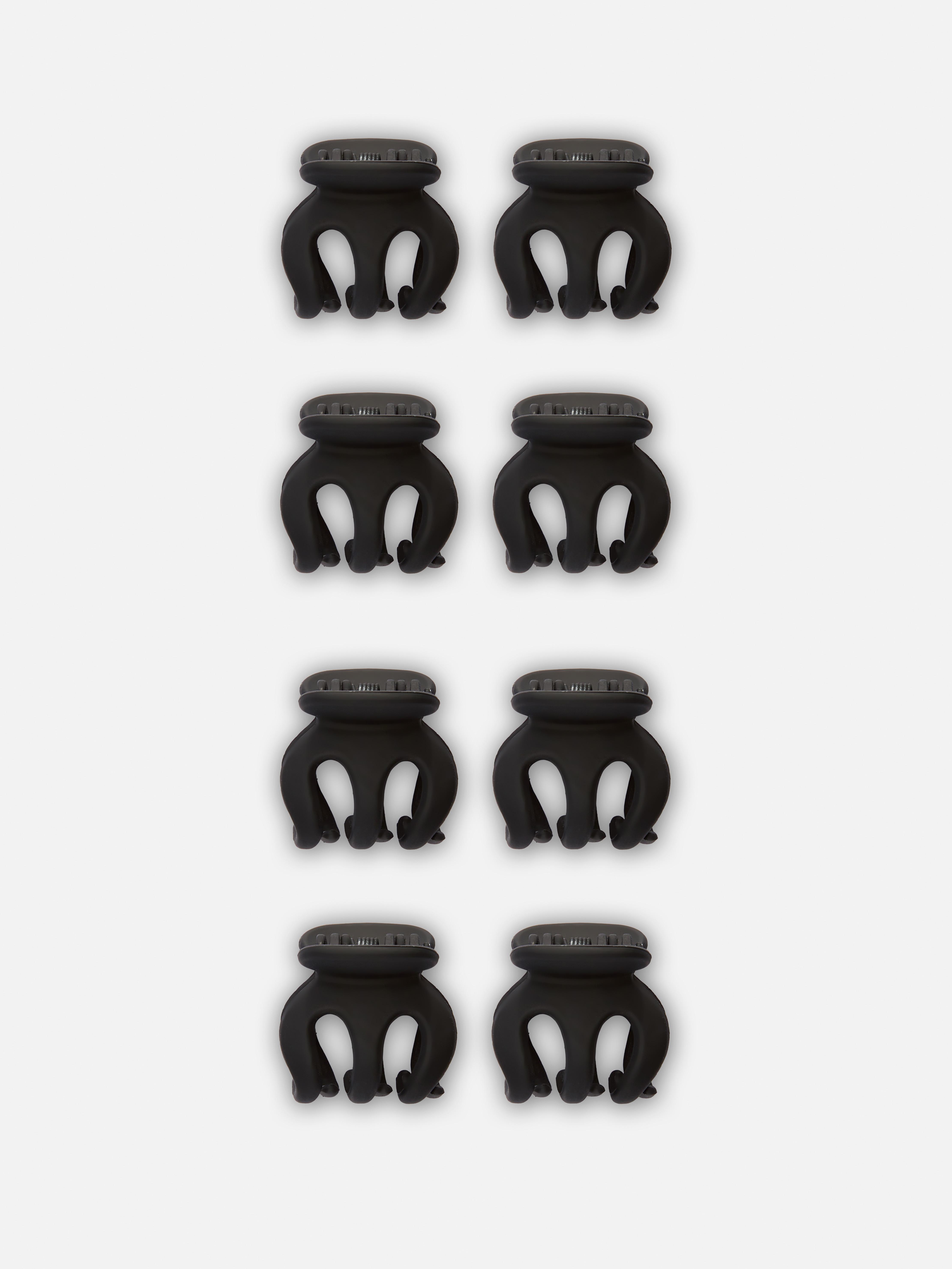 Black 8pk Mini Bulldog Hair Clips Primark