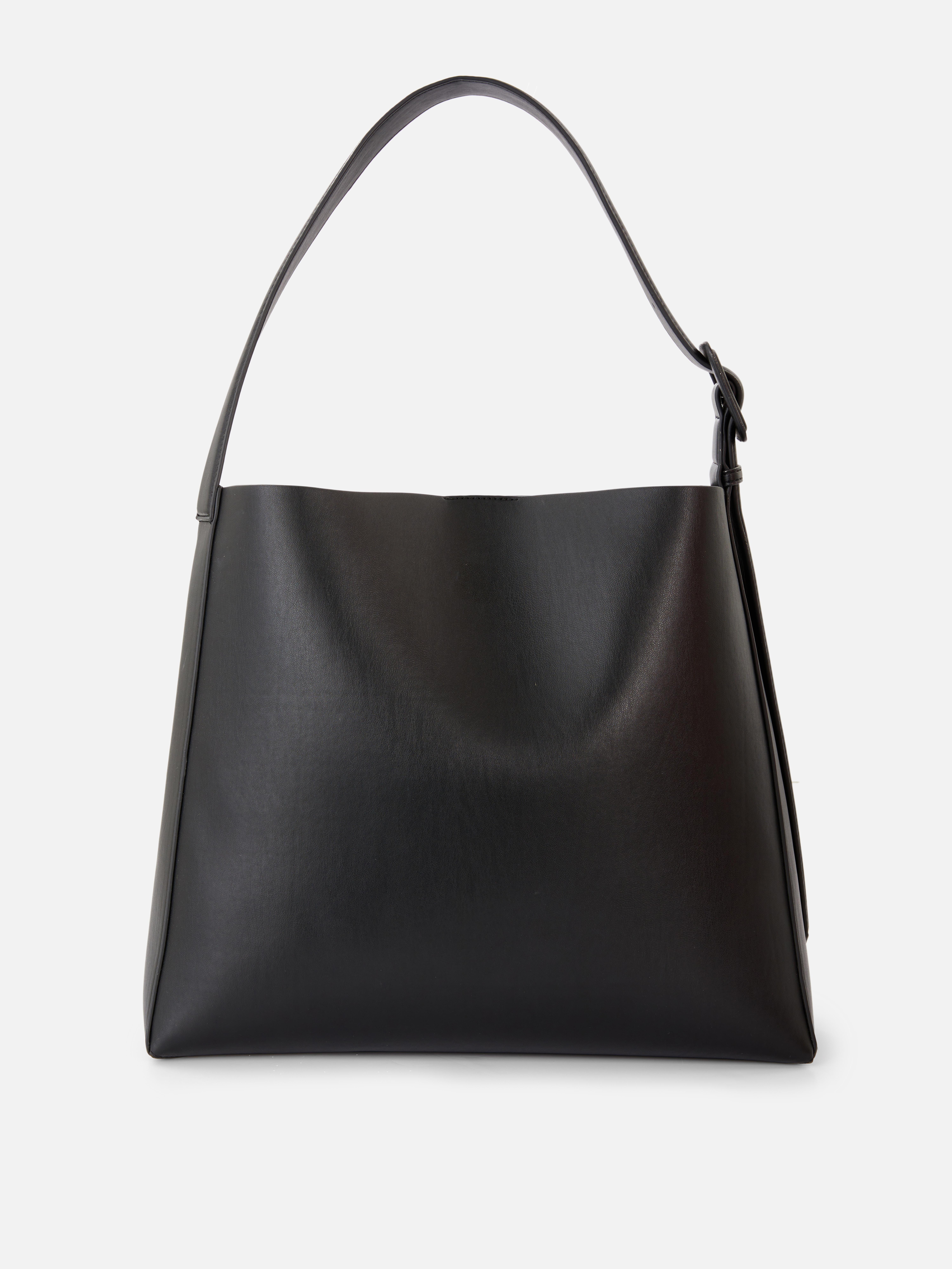 Faux Leather Bucket Tote Bag
