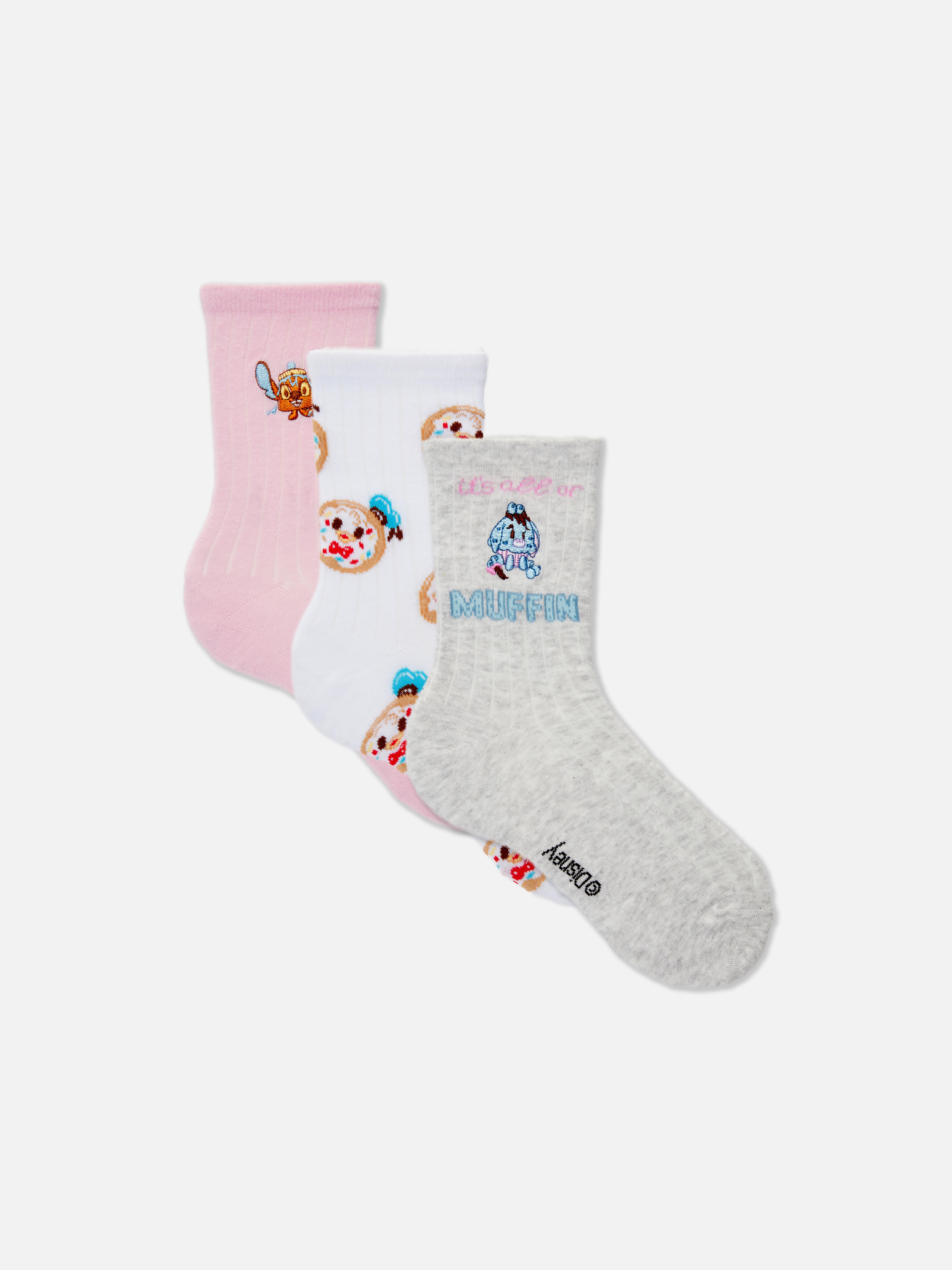 3pk Disney’s Munchlings Ribbed Crew Socks