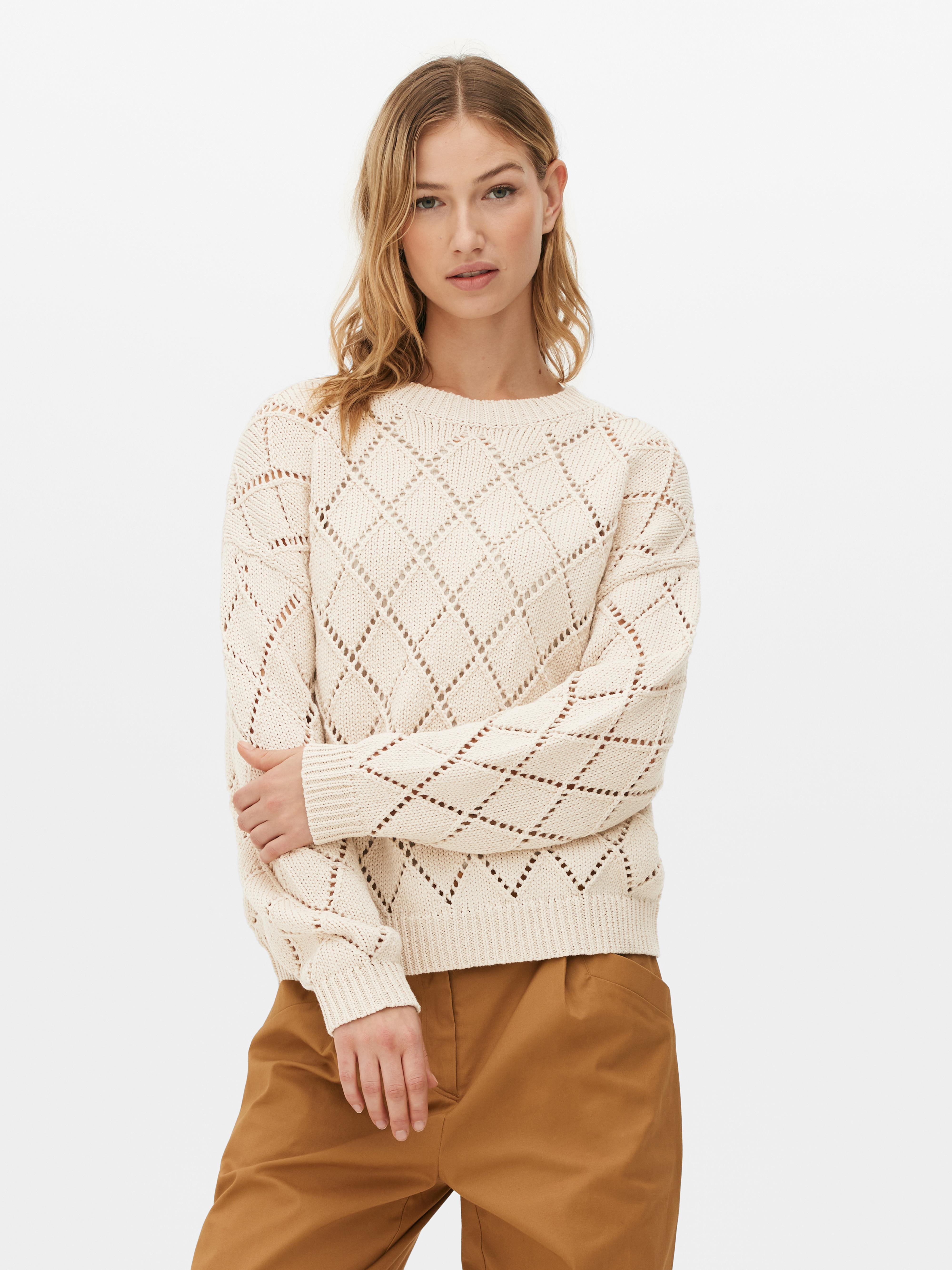 Women's Ivory Diamond Knit Sweater | Primark