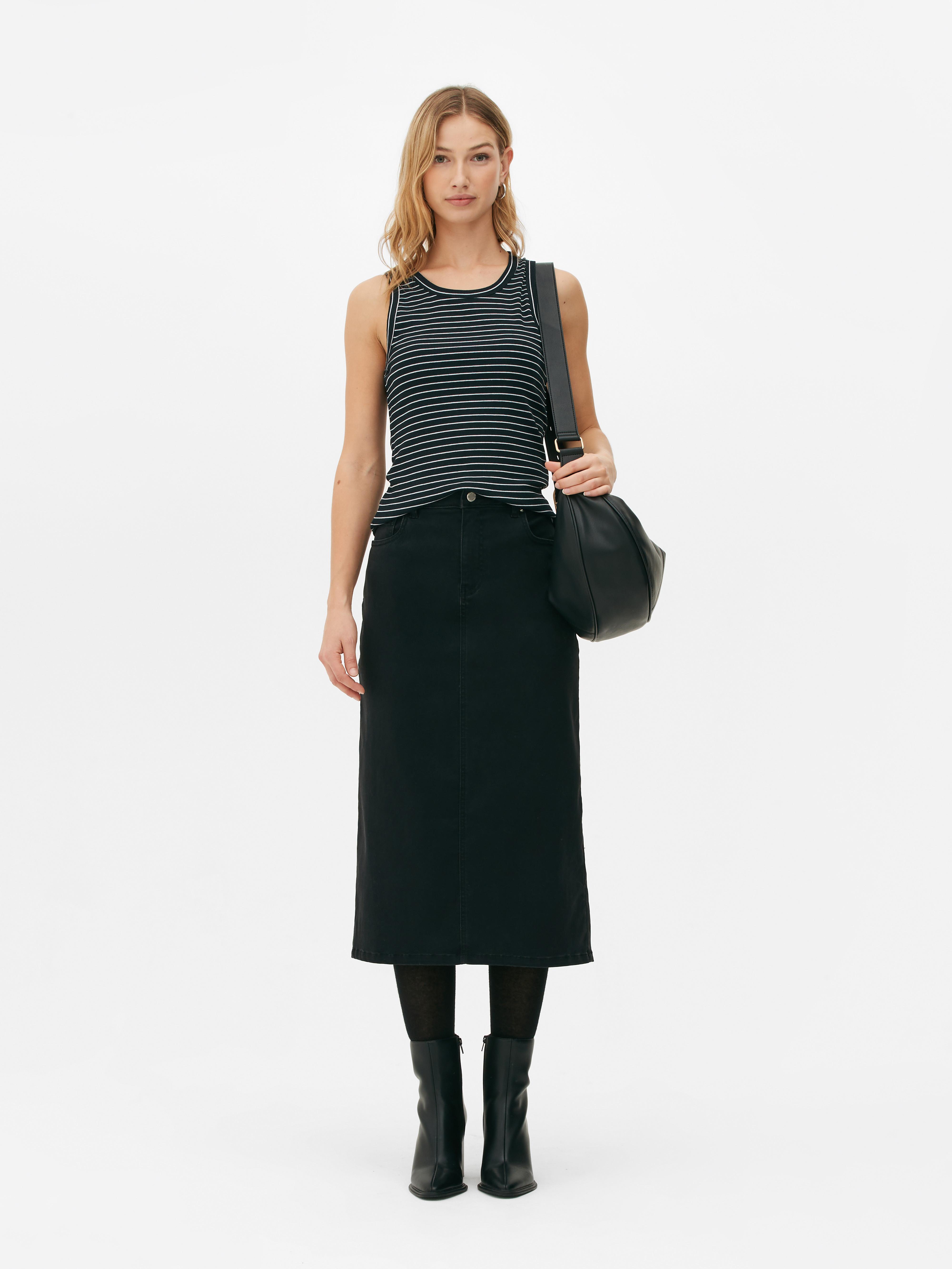 Crop Top Marinère Blanc Et Noir Primark Taille 34 - Occasion Très Bon état, Style Basique Décontracté