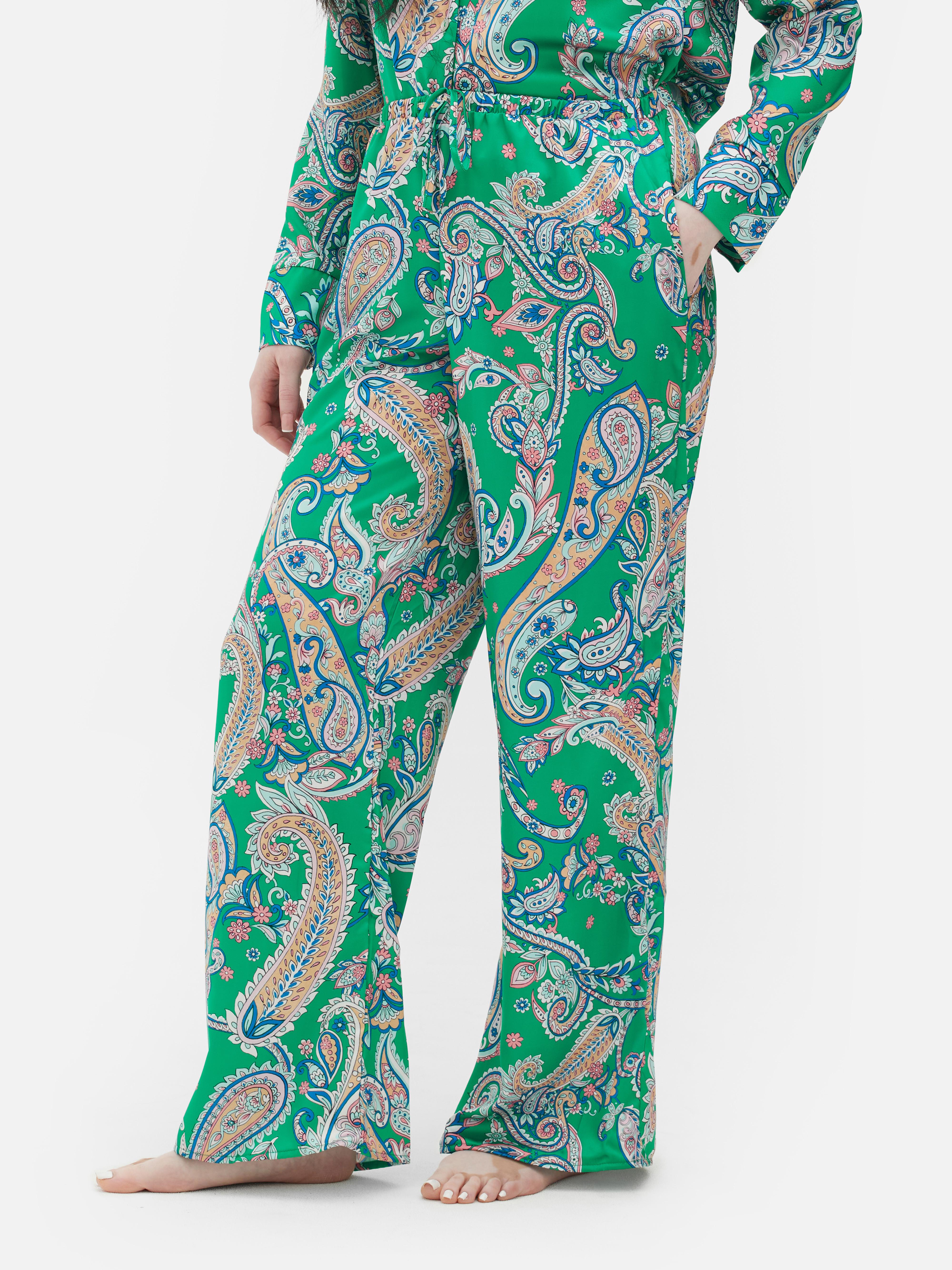 Women's Green Paisley Satin Pyjama Bottoms | Primark