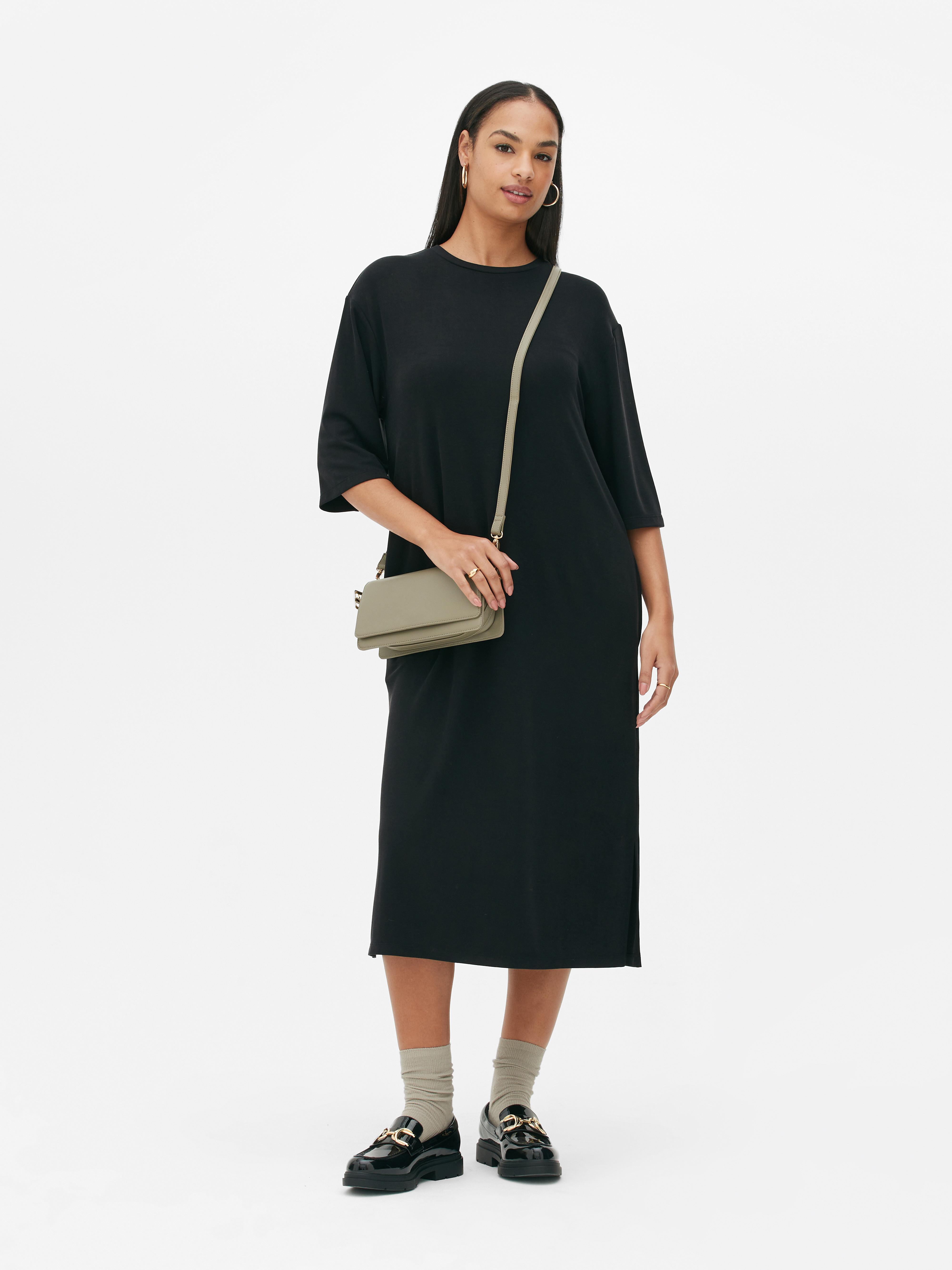 Women's Black The Edit T-Shirt Midi Dress | Primark