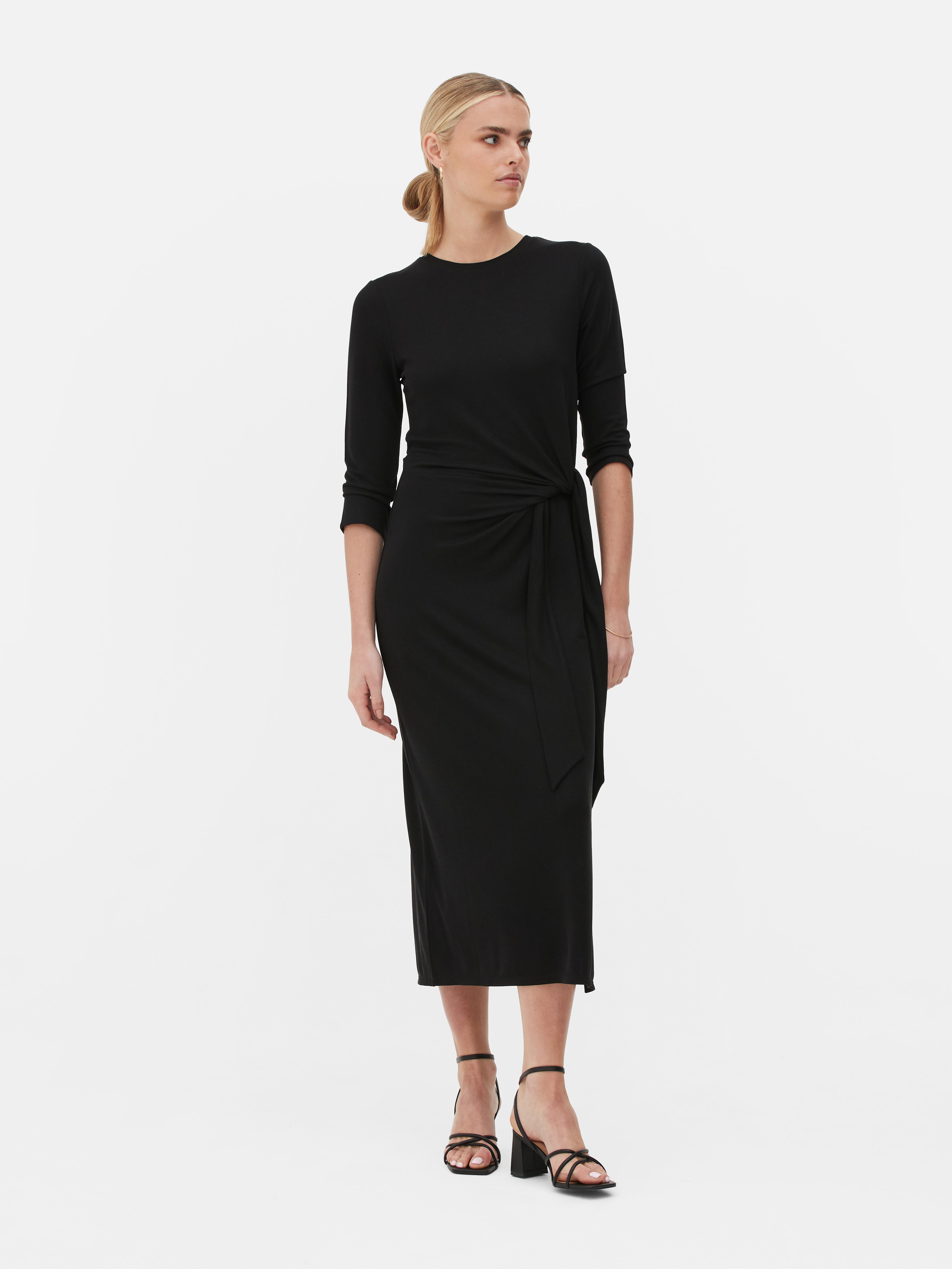 Womens Black The Edit Side Tie Jersey Dress | Primark