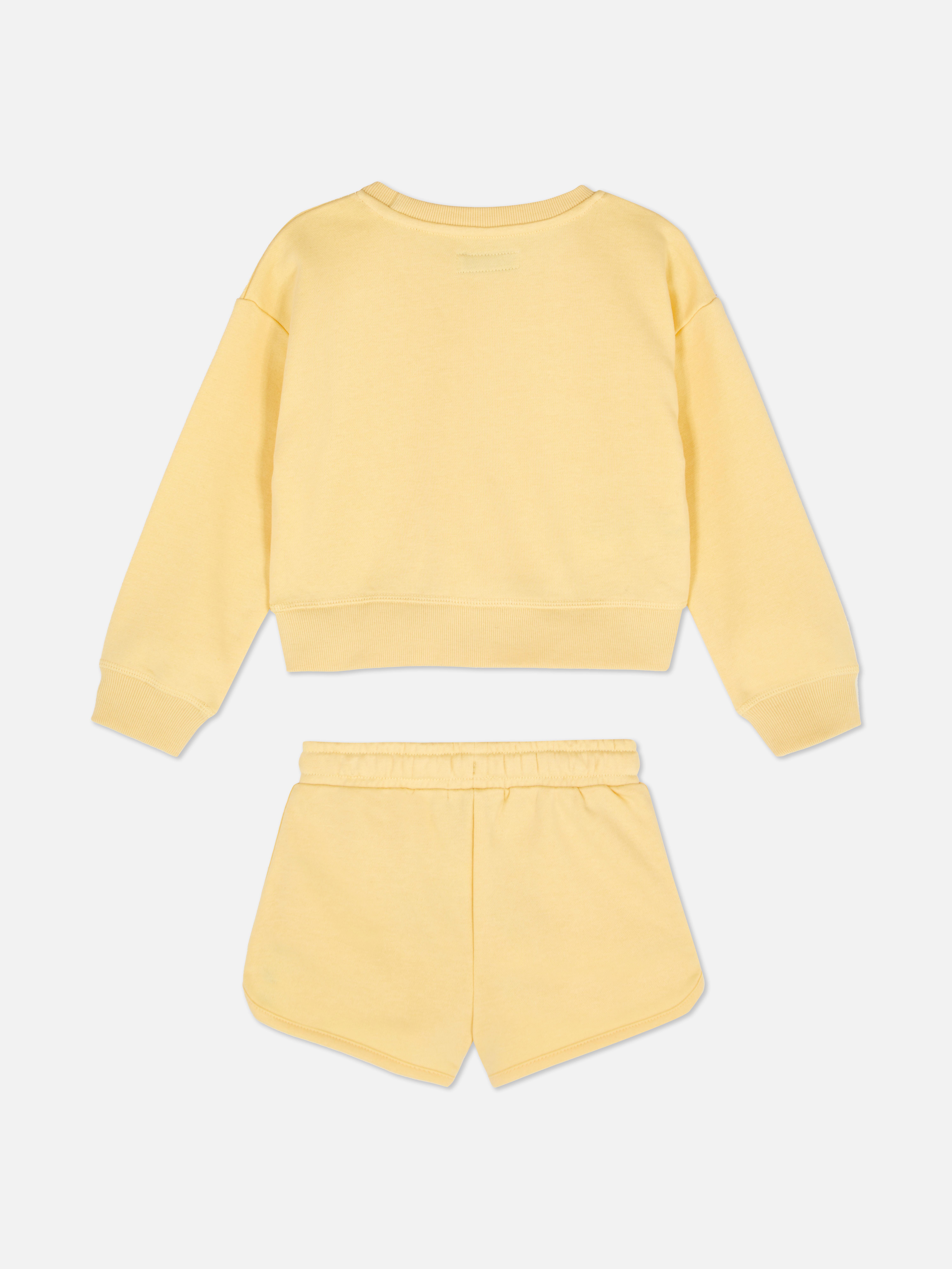 Girls Yellow Sweatshirt and Shorts Set Primark