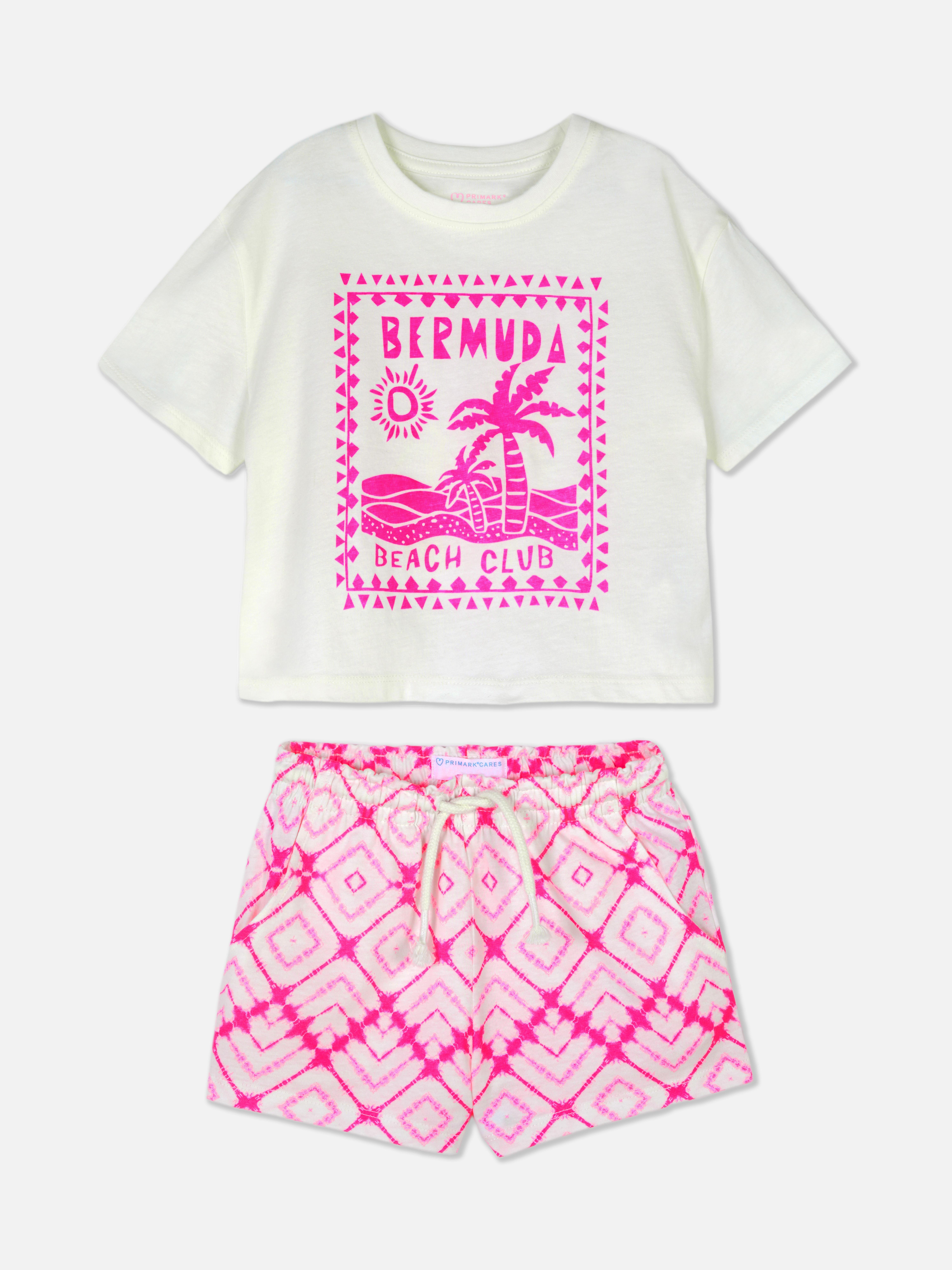 „Bermuda Beach Club“ T-Shirt und Shorts im Set