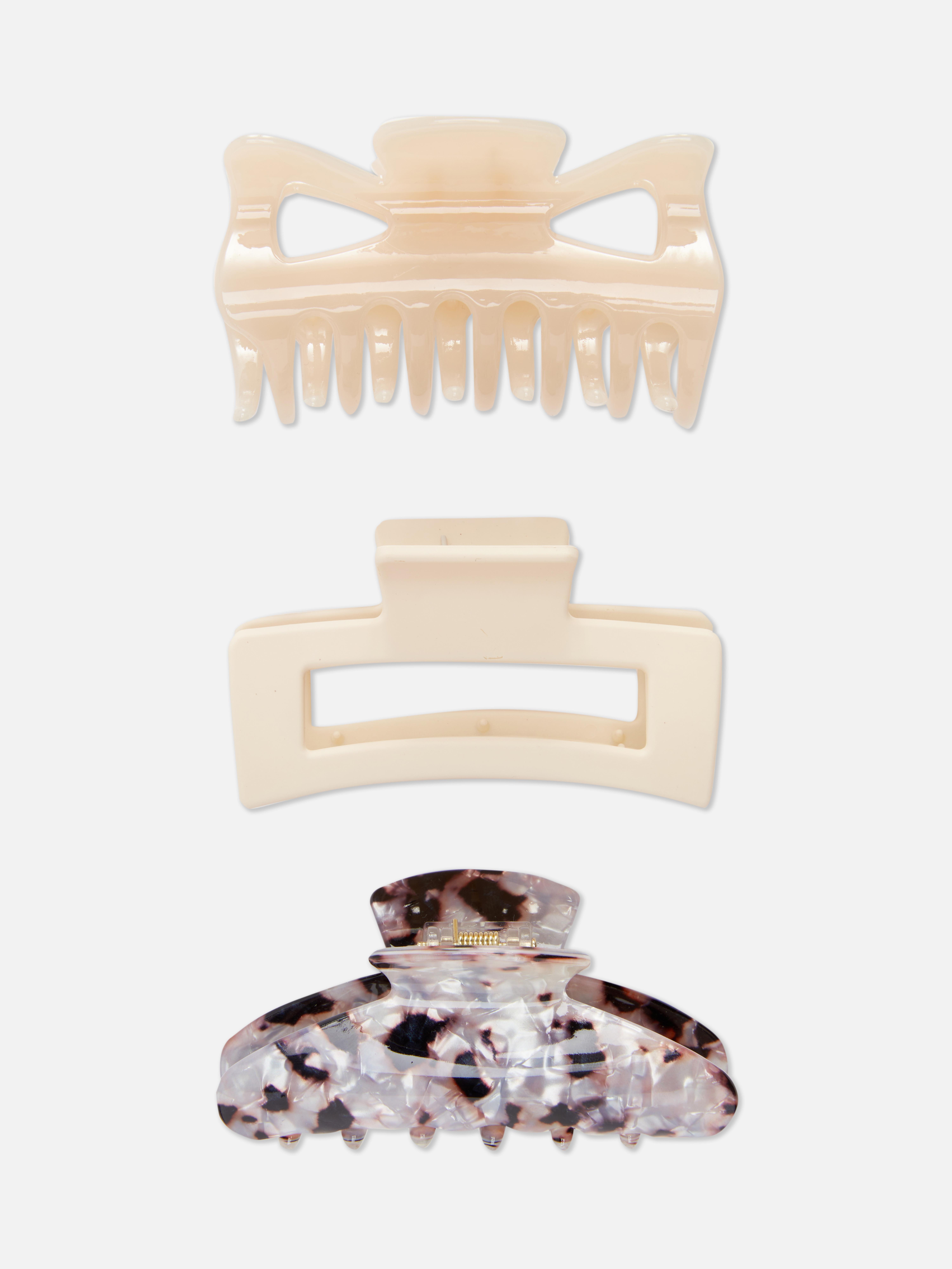 Women s Cream 3pk Mixed Rectangular Bulldog Hair Clips Penneys