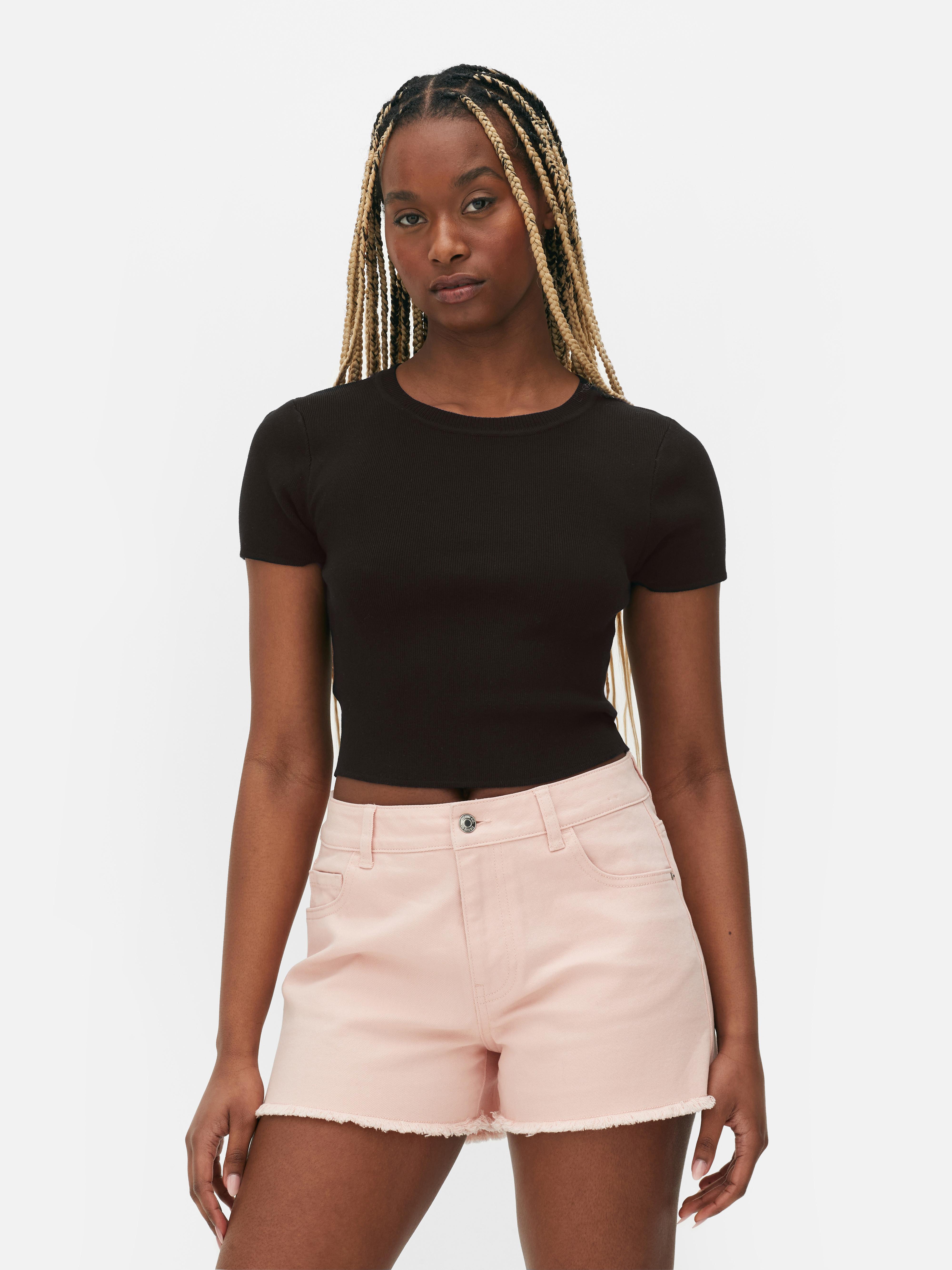 Womens Black Ribbed Crop Top Primark