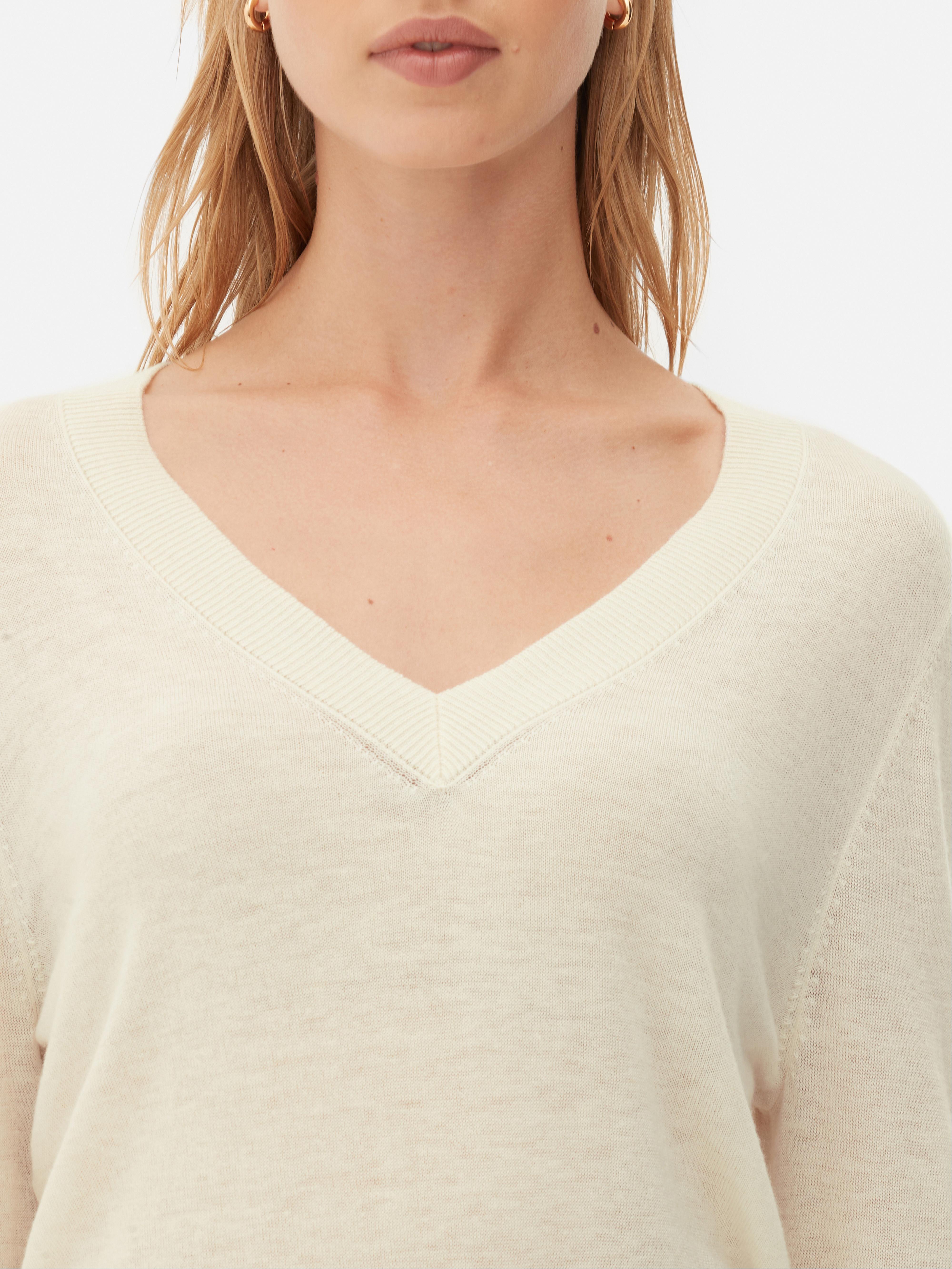 Womens Cream The Edit VNeck Knitted Jumper Primark