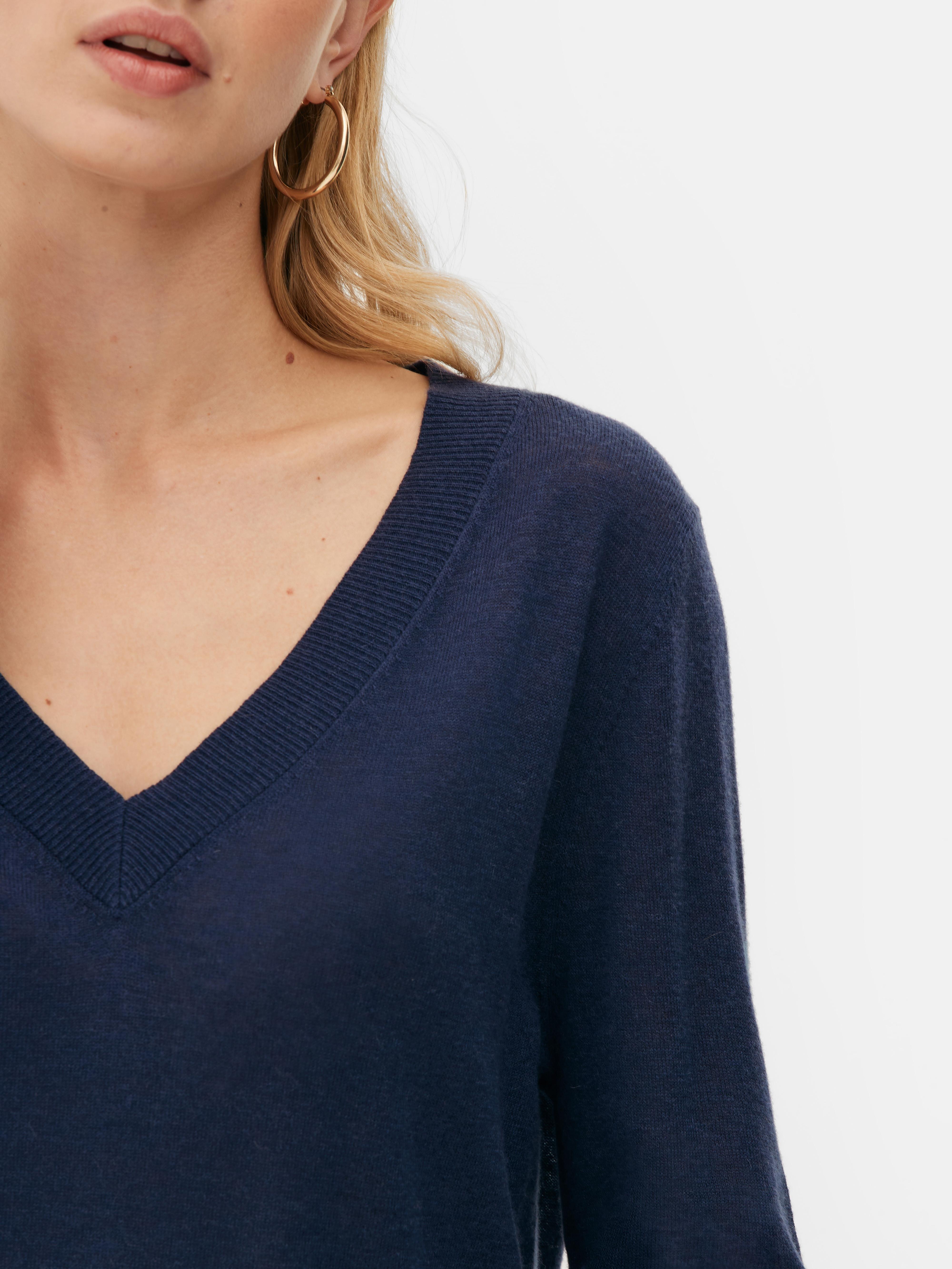 Womens Navy The Edit VNeck Knitted Jumper Primark