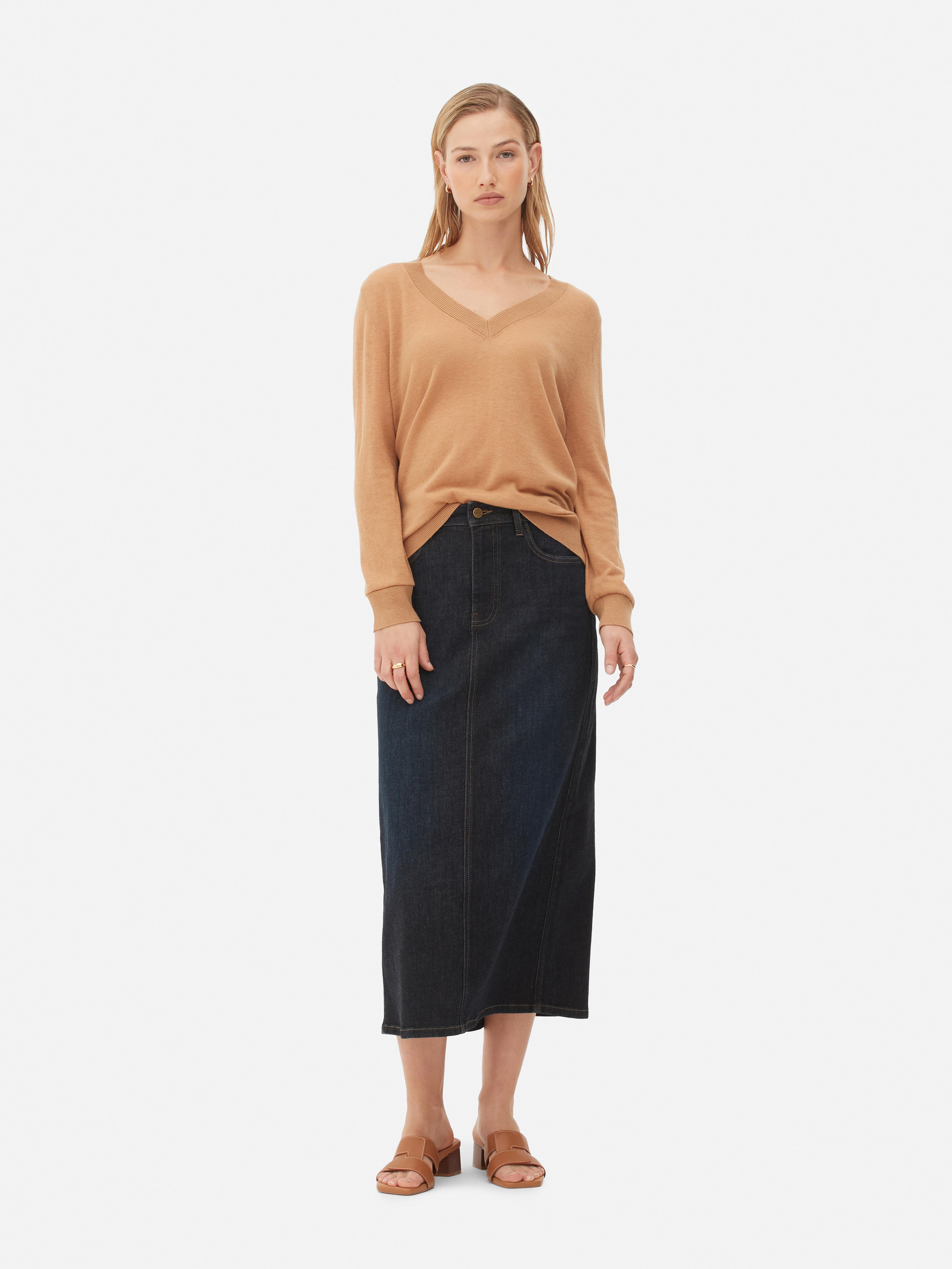 Lot De 2 Pulls Femme Primark Taille 12 - Col V Vert Et Col Rond Gris, Occasion Très Bon état
