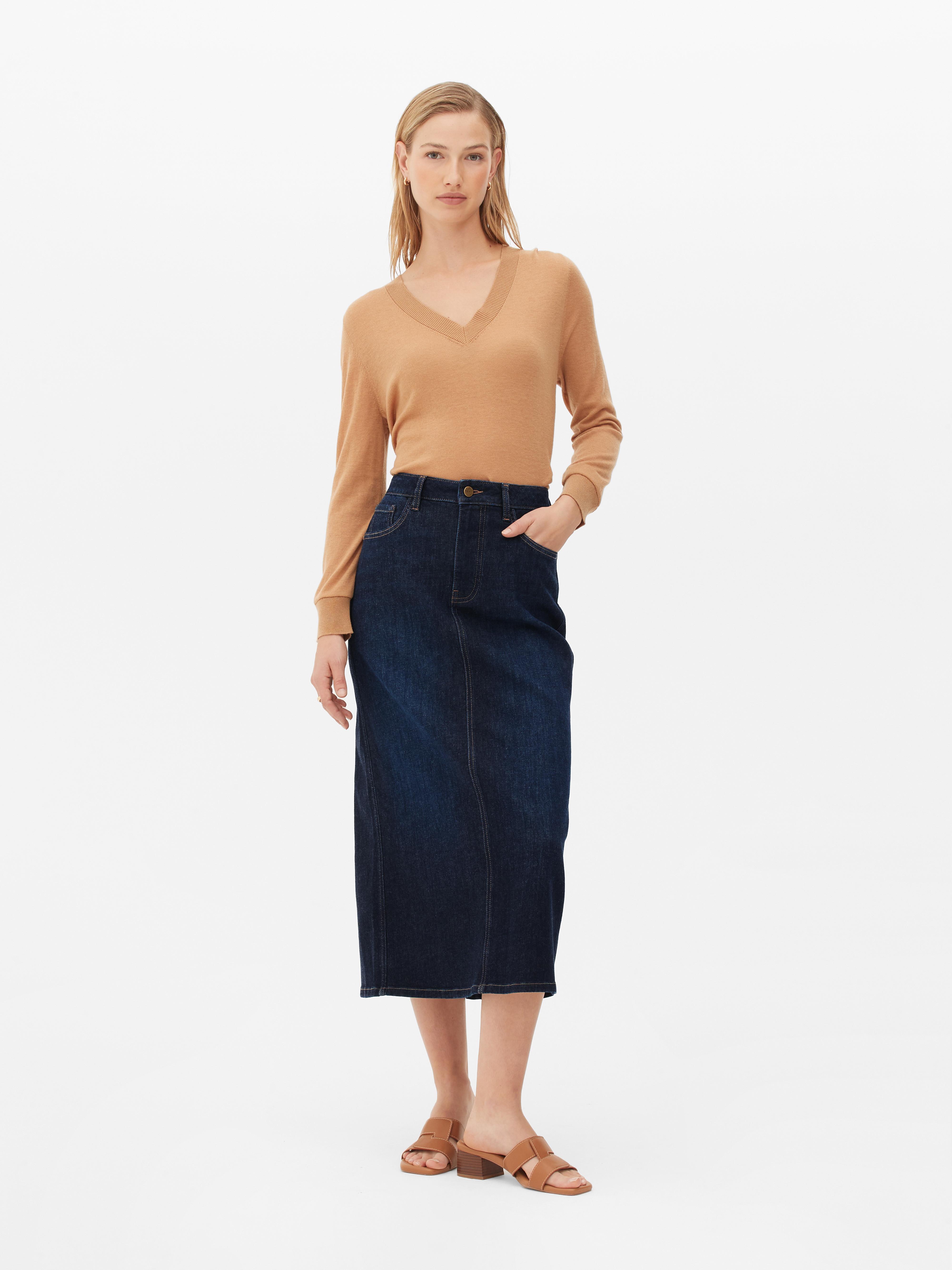 The Edit Faux Leather Midi Skirt