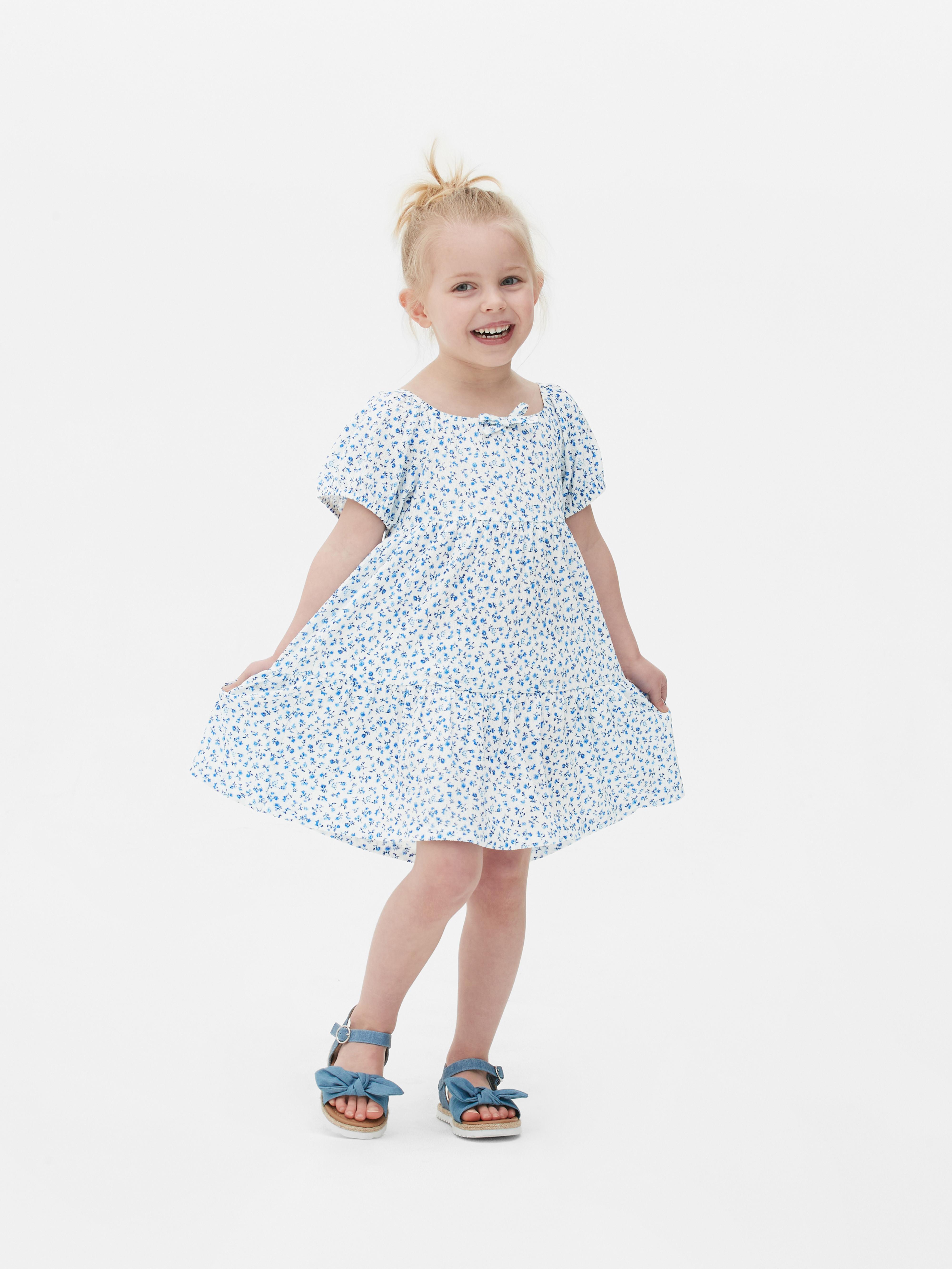 Girls Blue Mini Floral Tiered Smock Dress | Primark