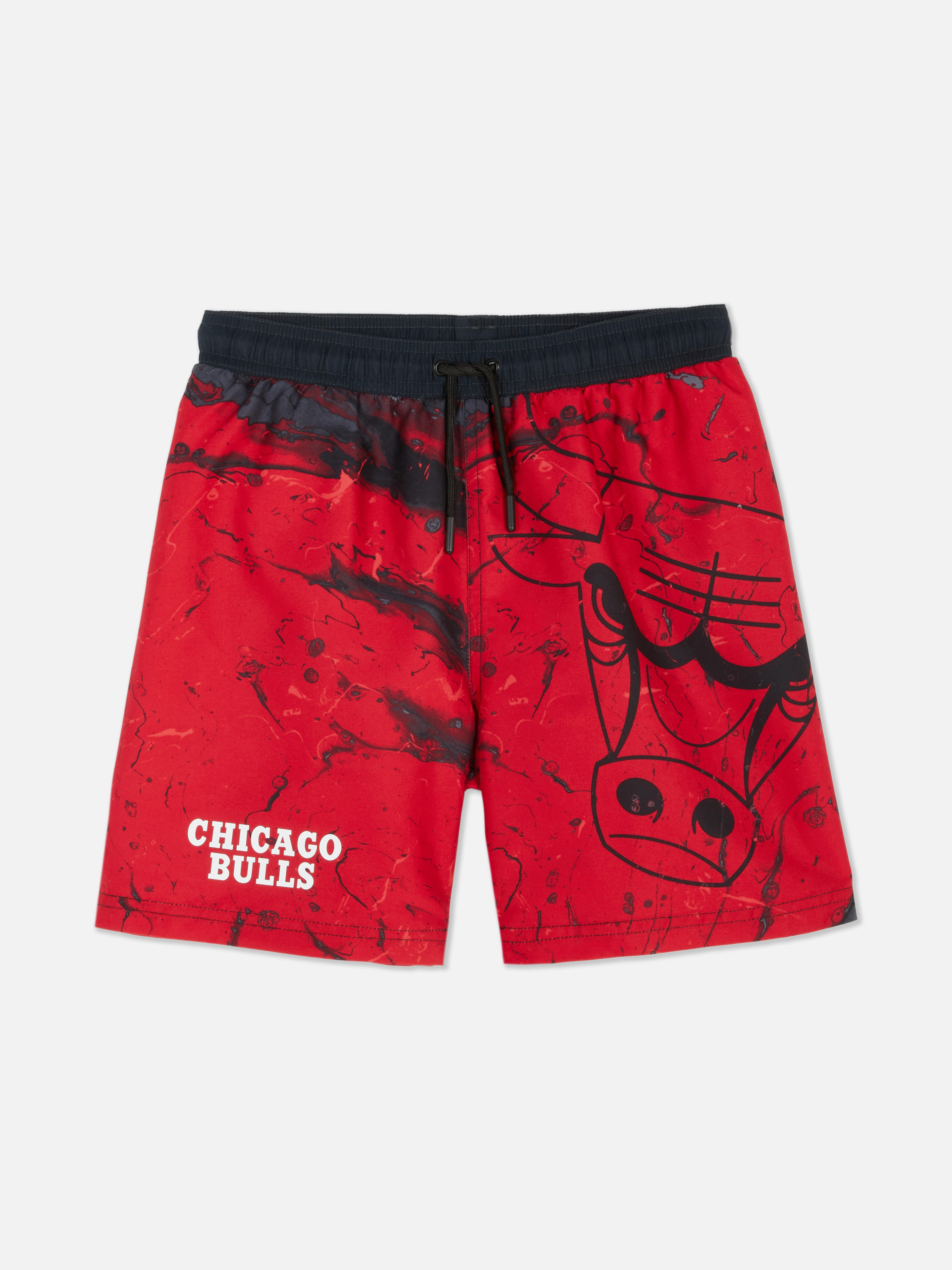 Boys Red NBA Chicago Bulls Swim Shorts