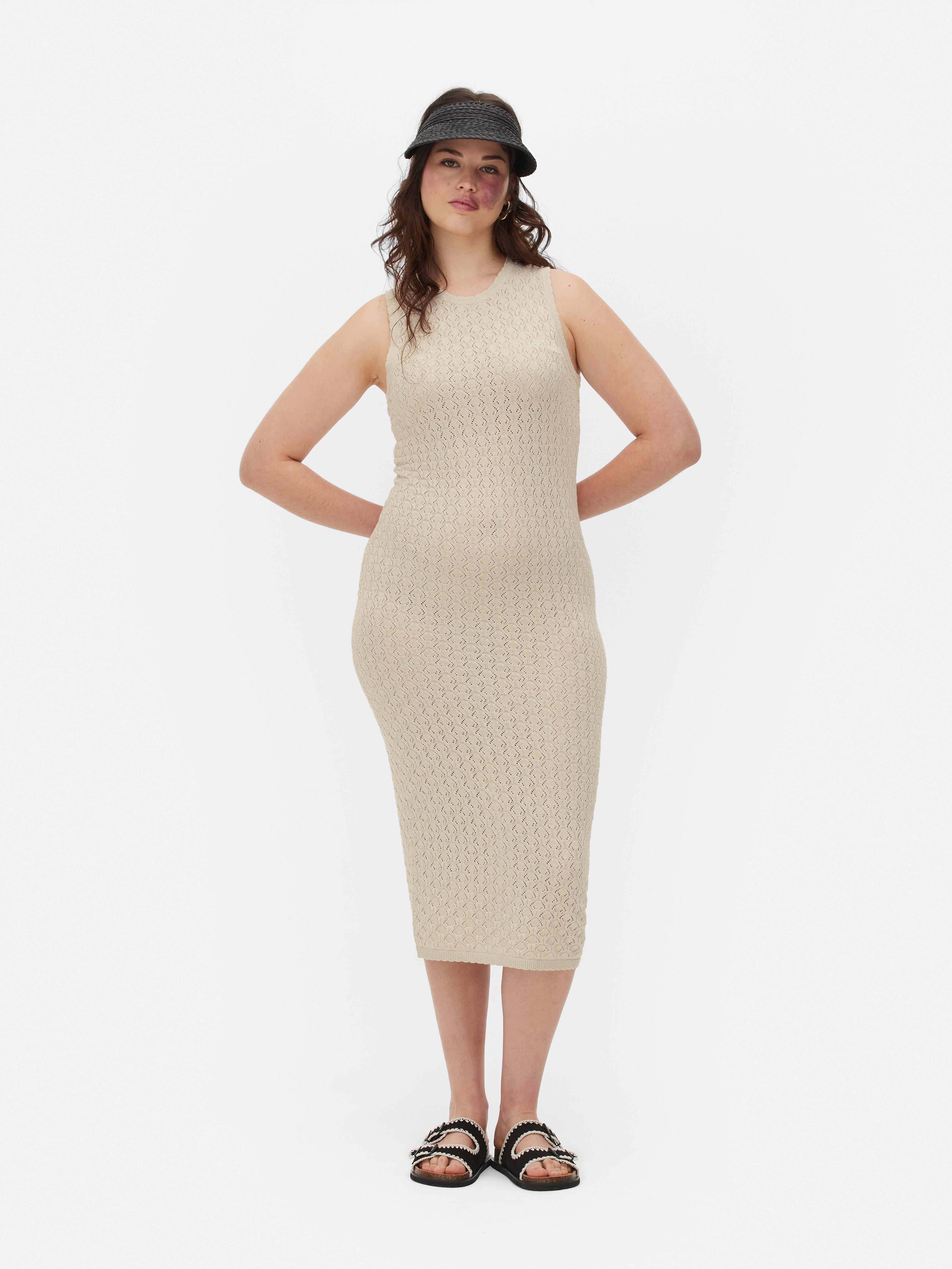 Robe milongue en maille scintillante Écru Femme Primark