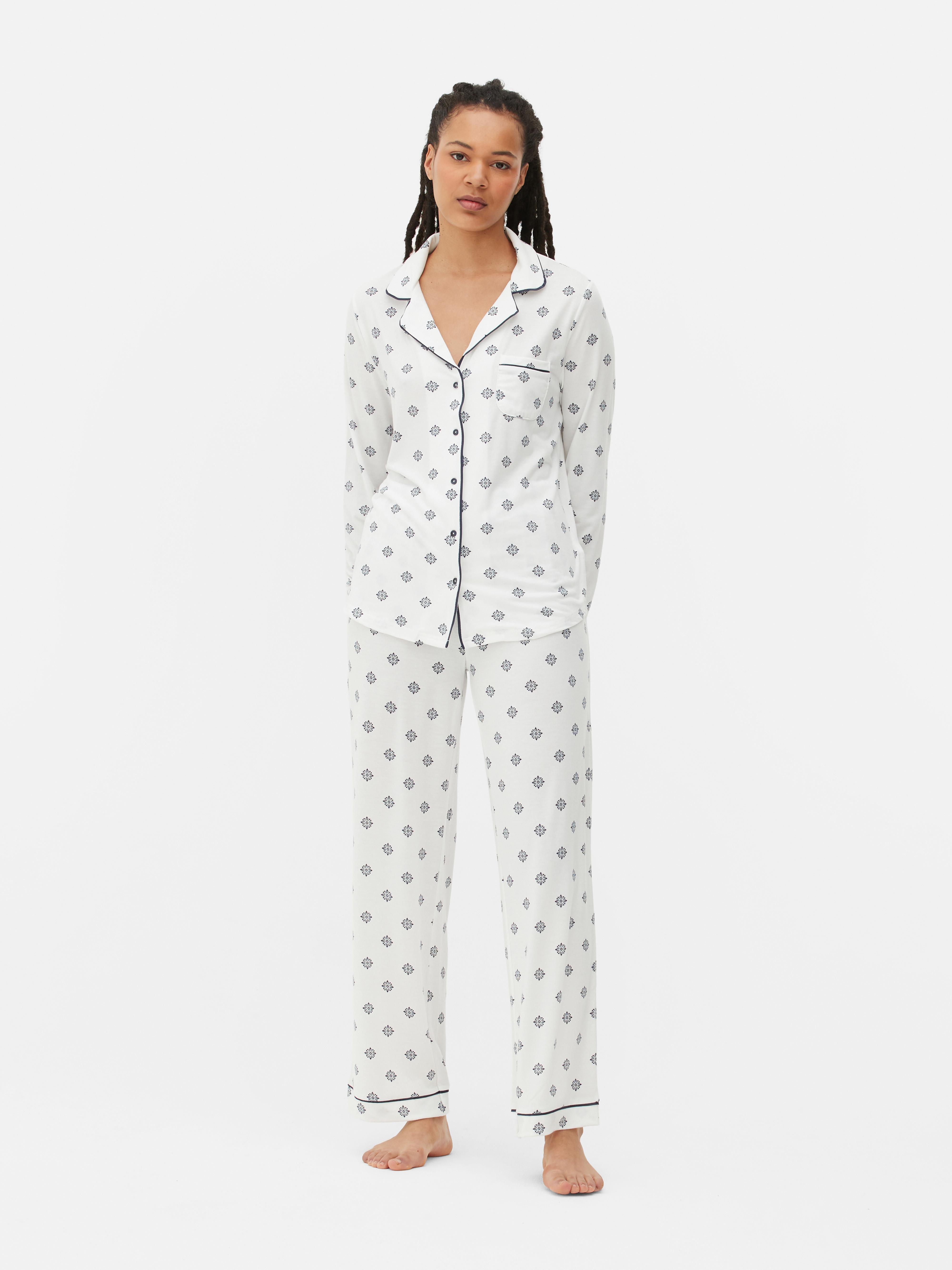 Motif Print Jersey Boyfriend Pyjamas
