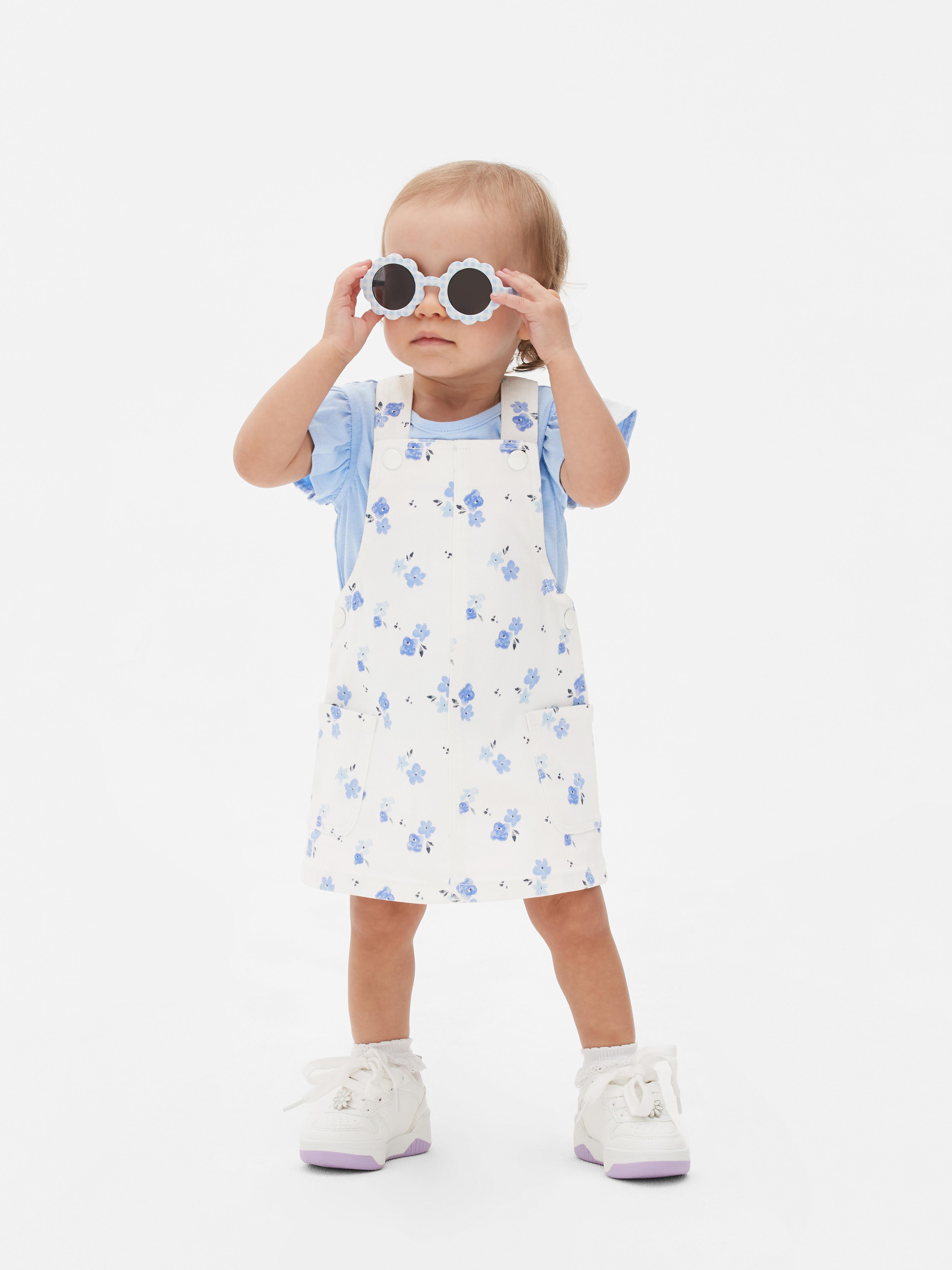 Floral Overall Dress and T-Shirt Set