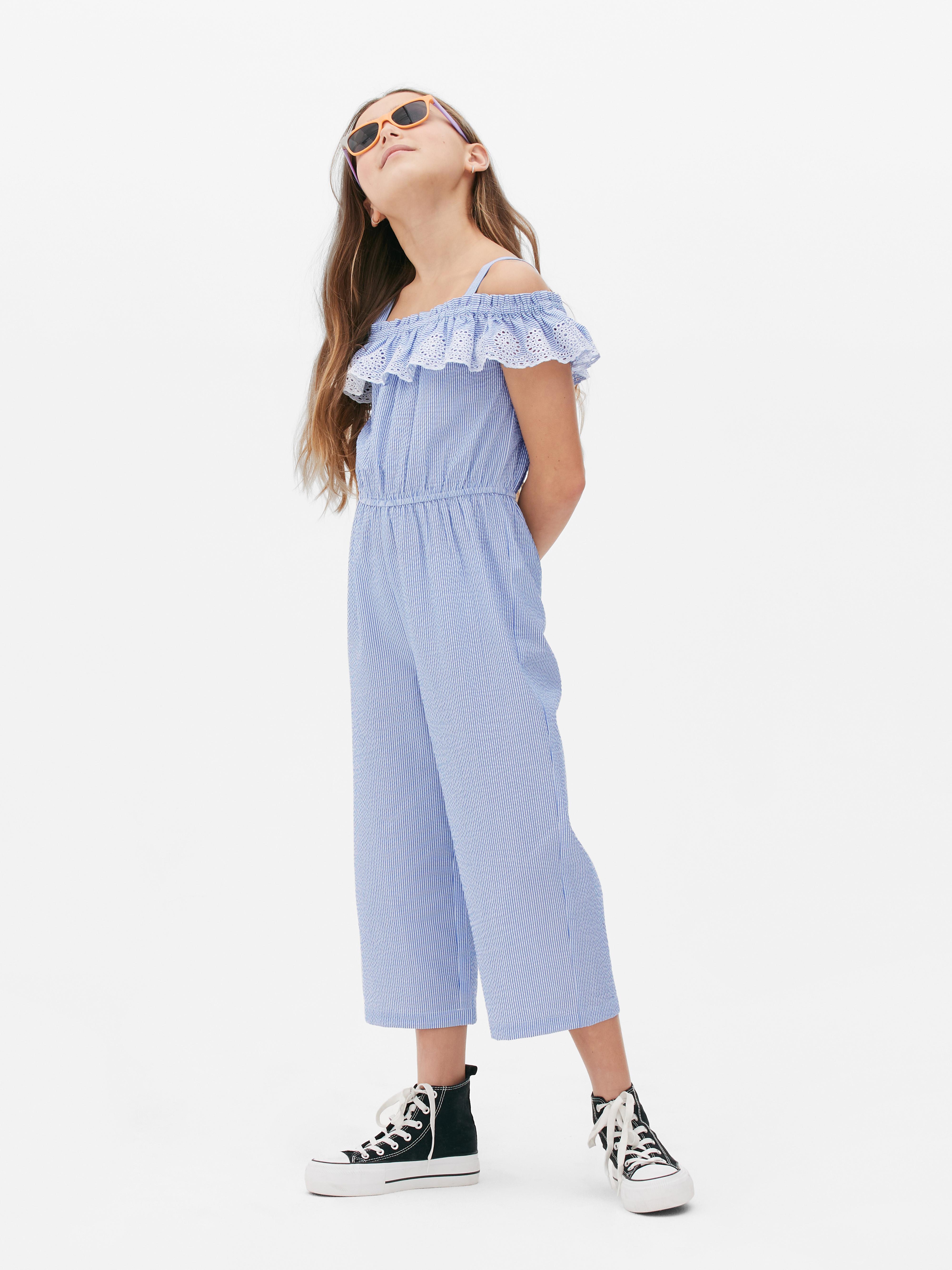 Gestreifter Jumpsuit aus Seersucker