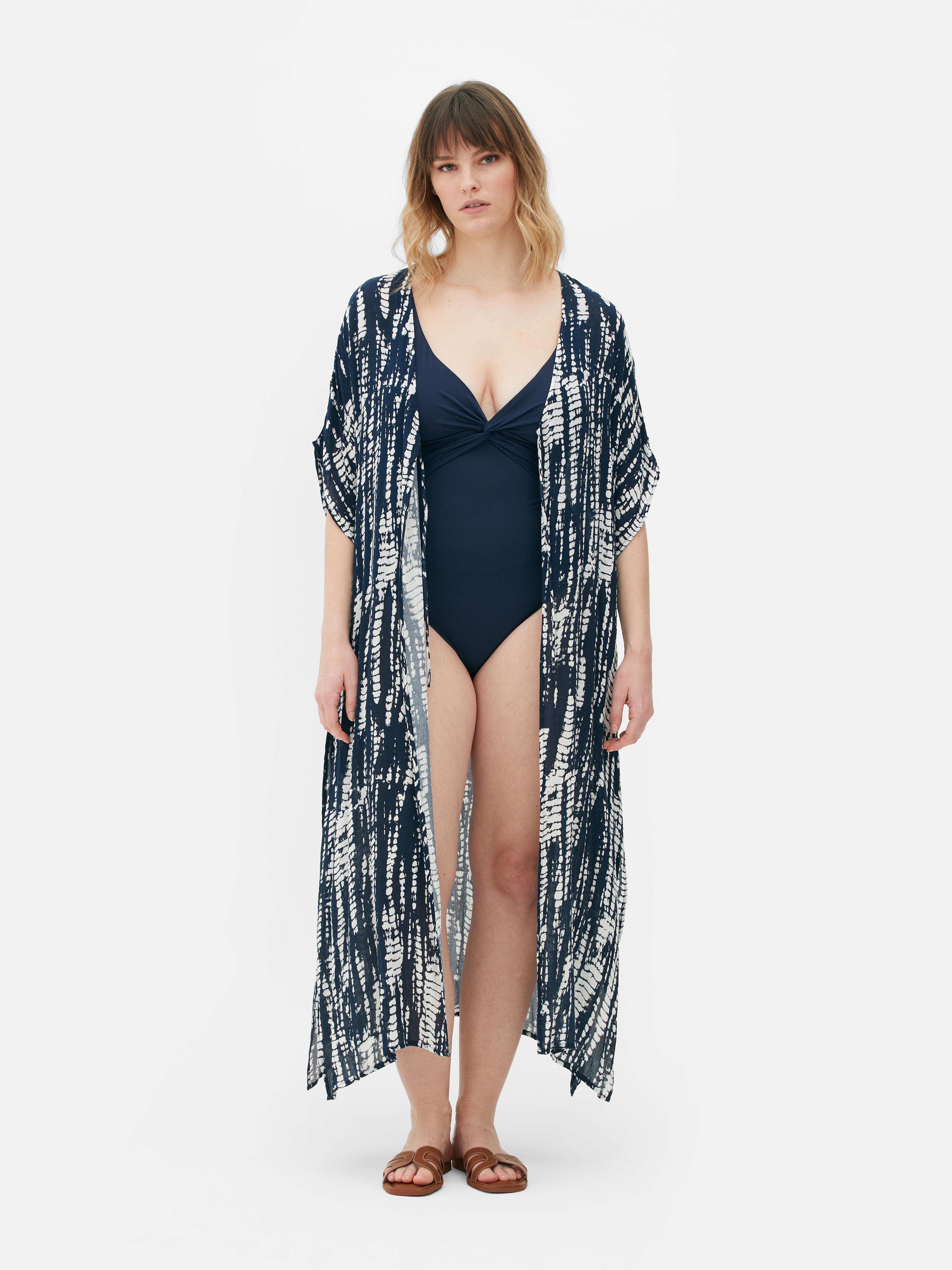 Printed Tie-Front Beach Kimono