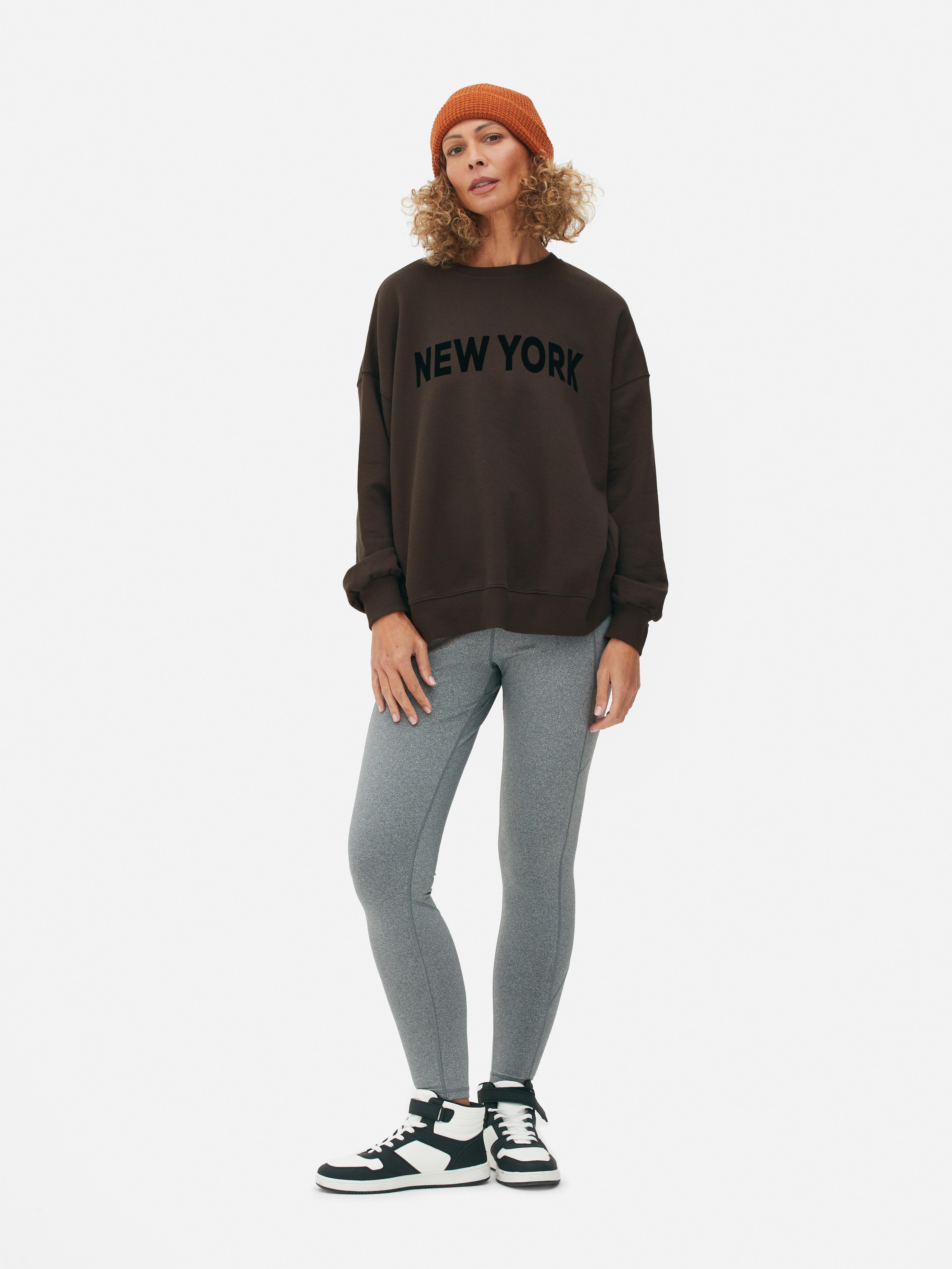 Womens Charcoal Velvet New York Sweatshirt