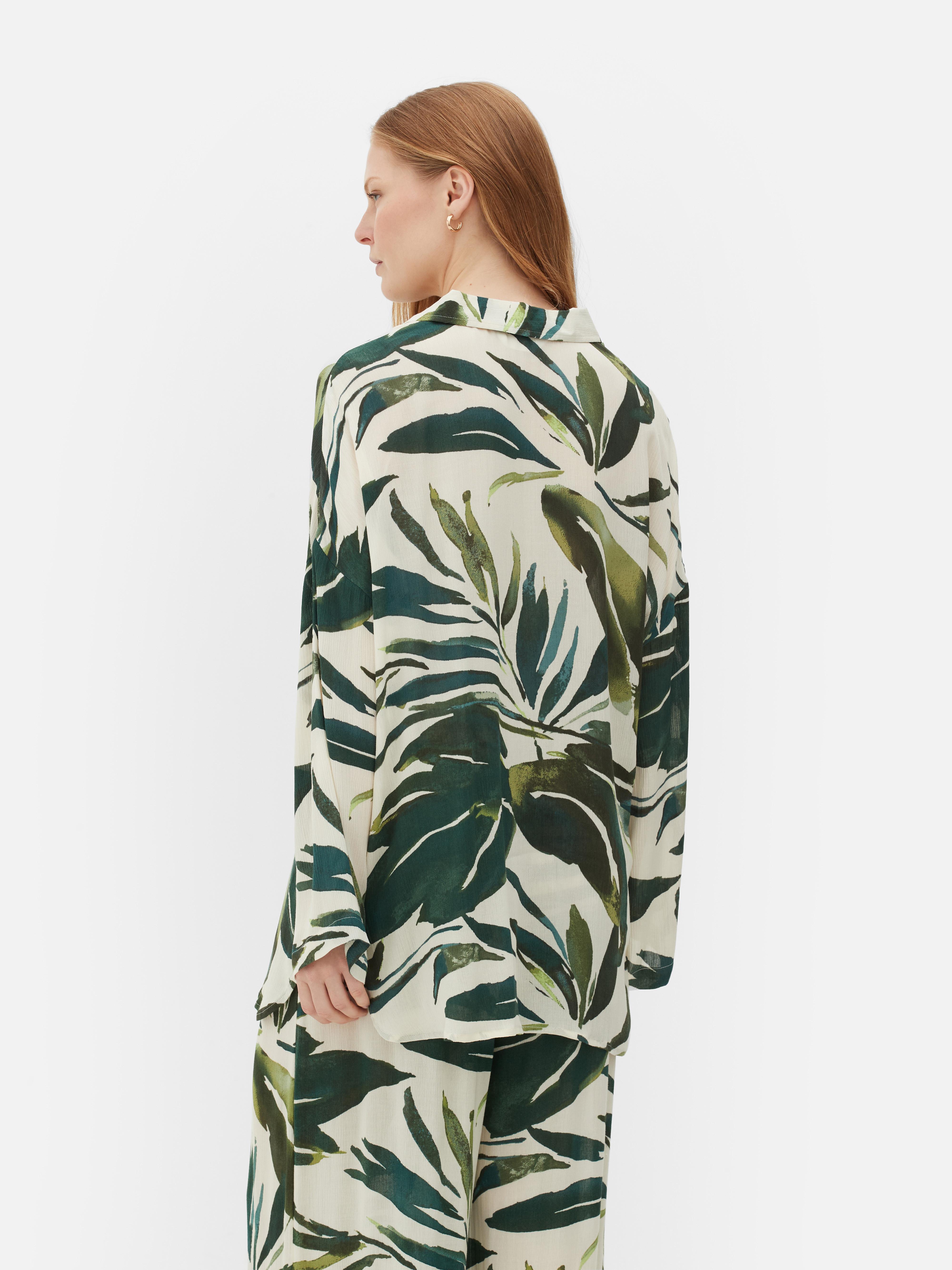 Women's Green Printed Crinkle Beach Shirt | Penneys