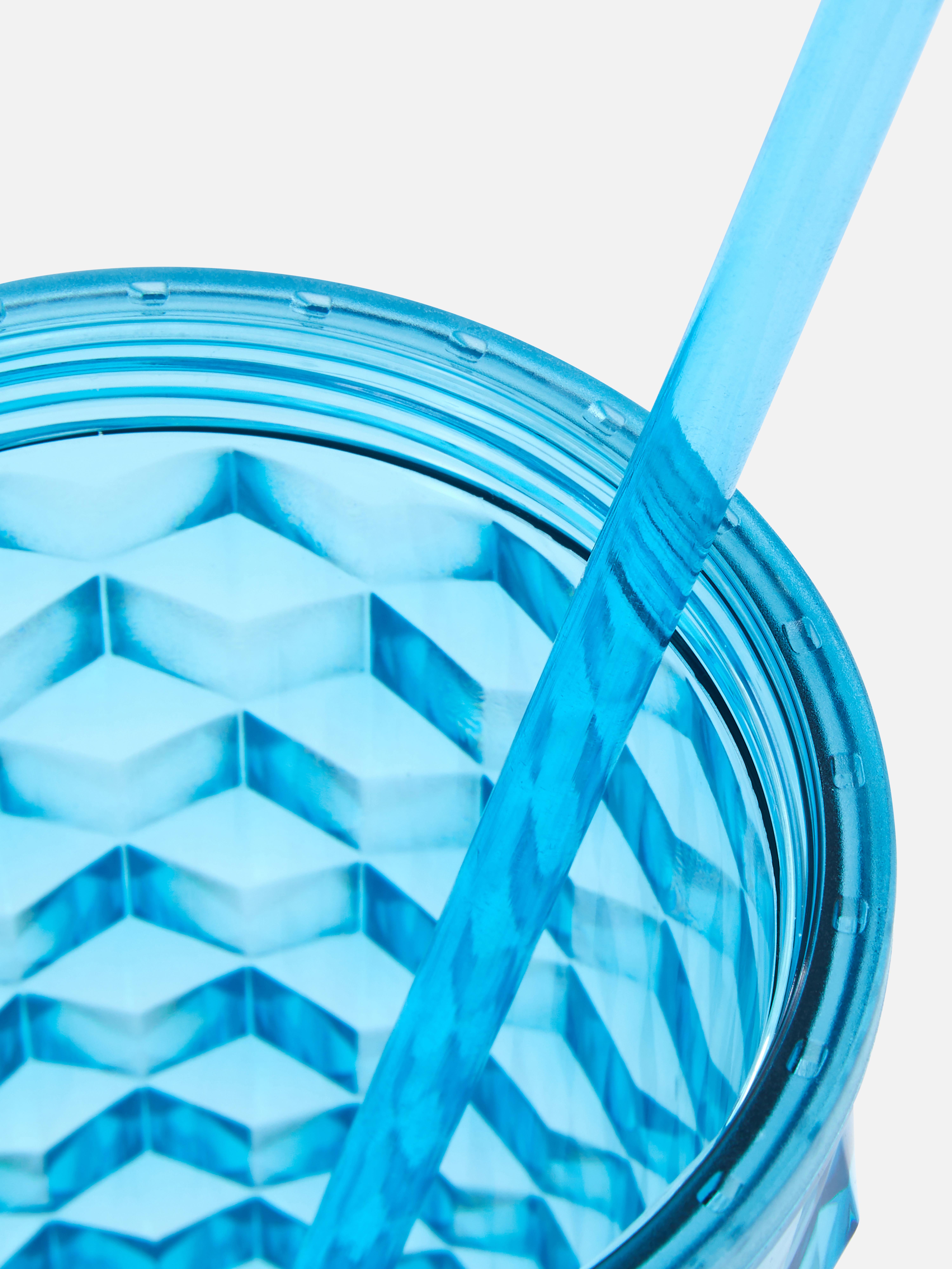 Blue Embossed Cup With Straw Primark