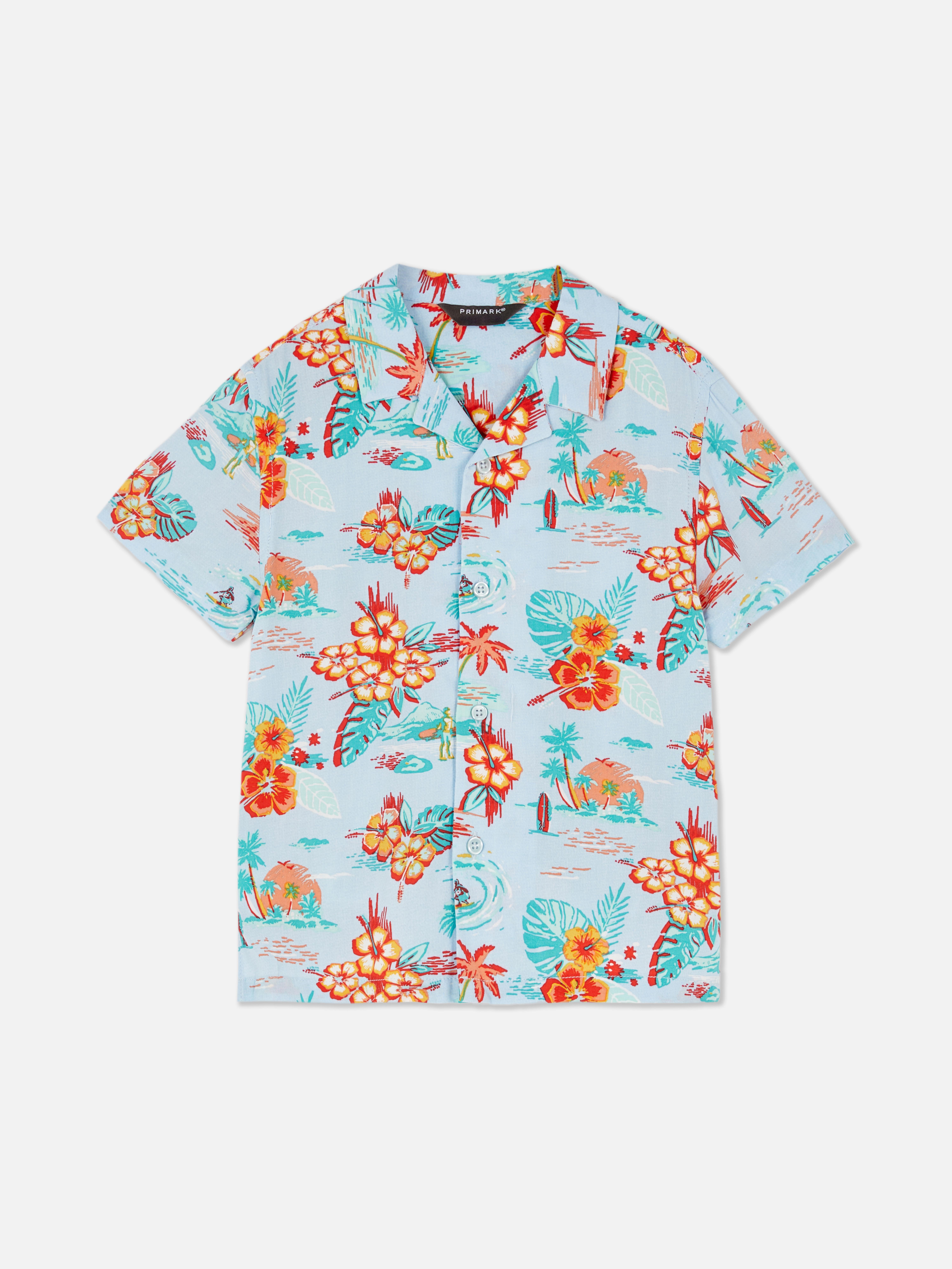 Camisa manga curta estampado tropical