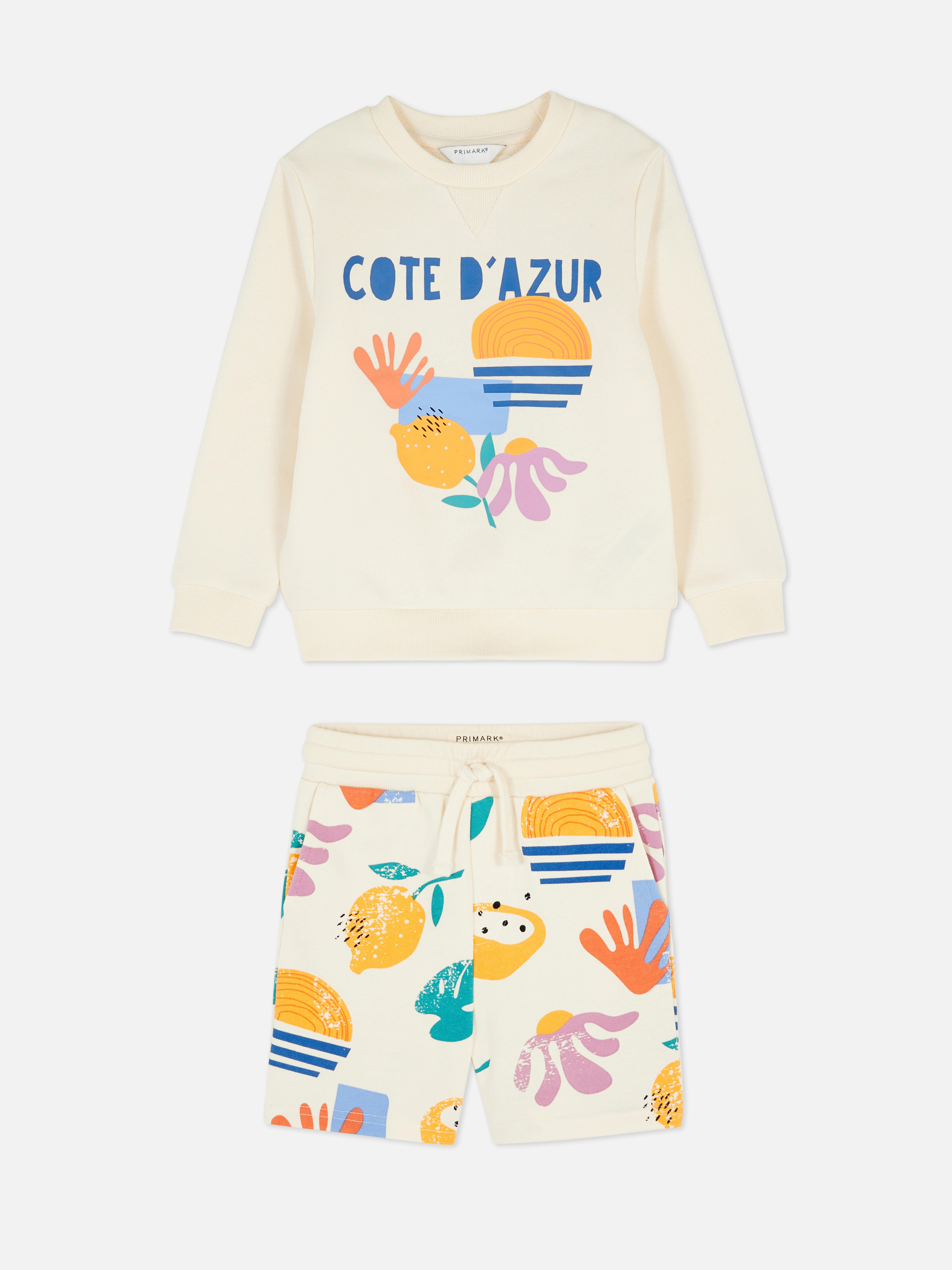 Printed Sweatshirt and Shorts Co-ord Set