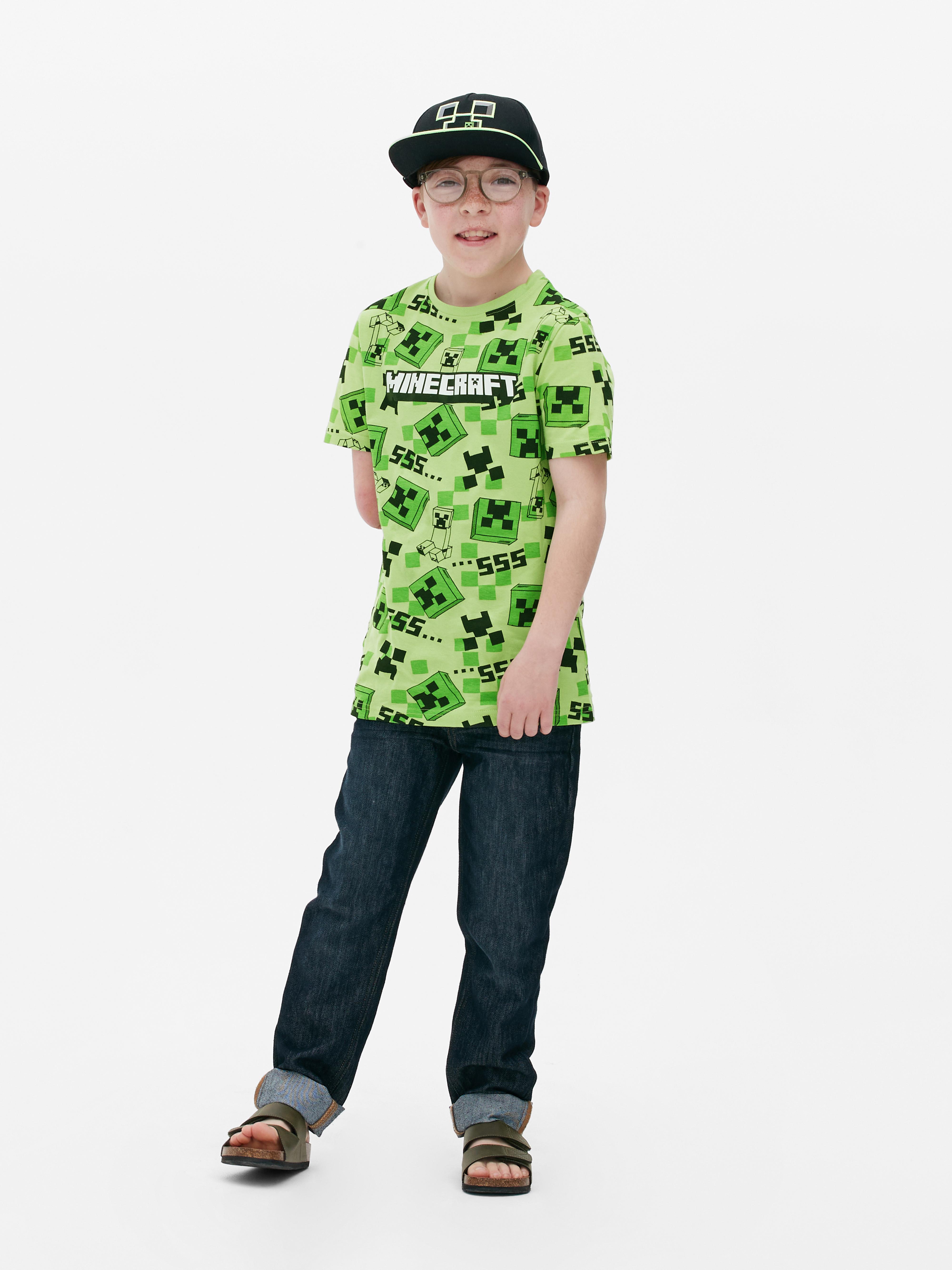 T-shirt met print Minecraft Creeper